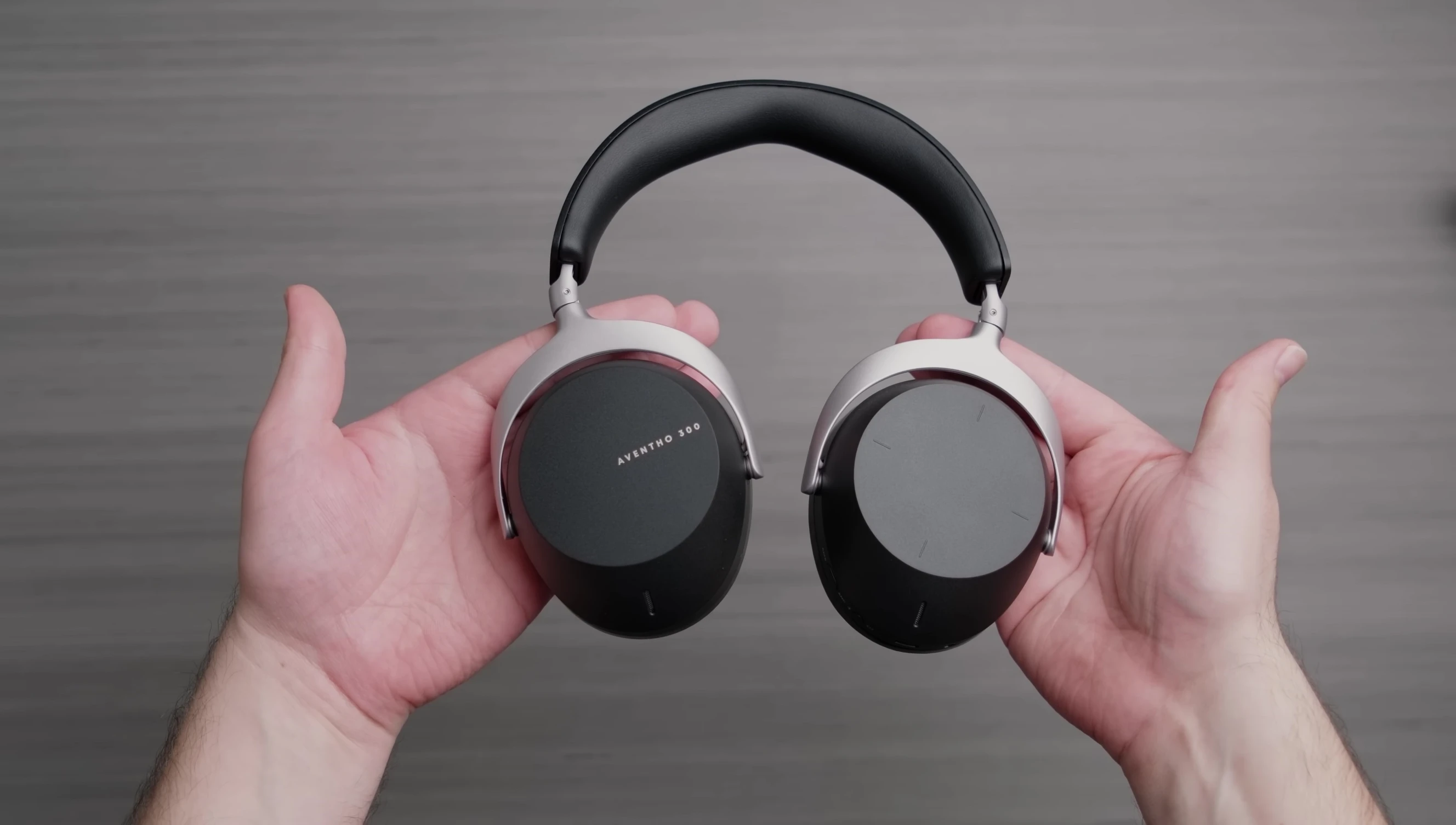 Close-up shot of the Beyerdynamic Aventho 300 headphones showcasing their sleek design.