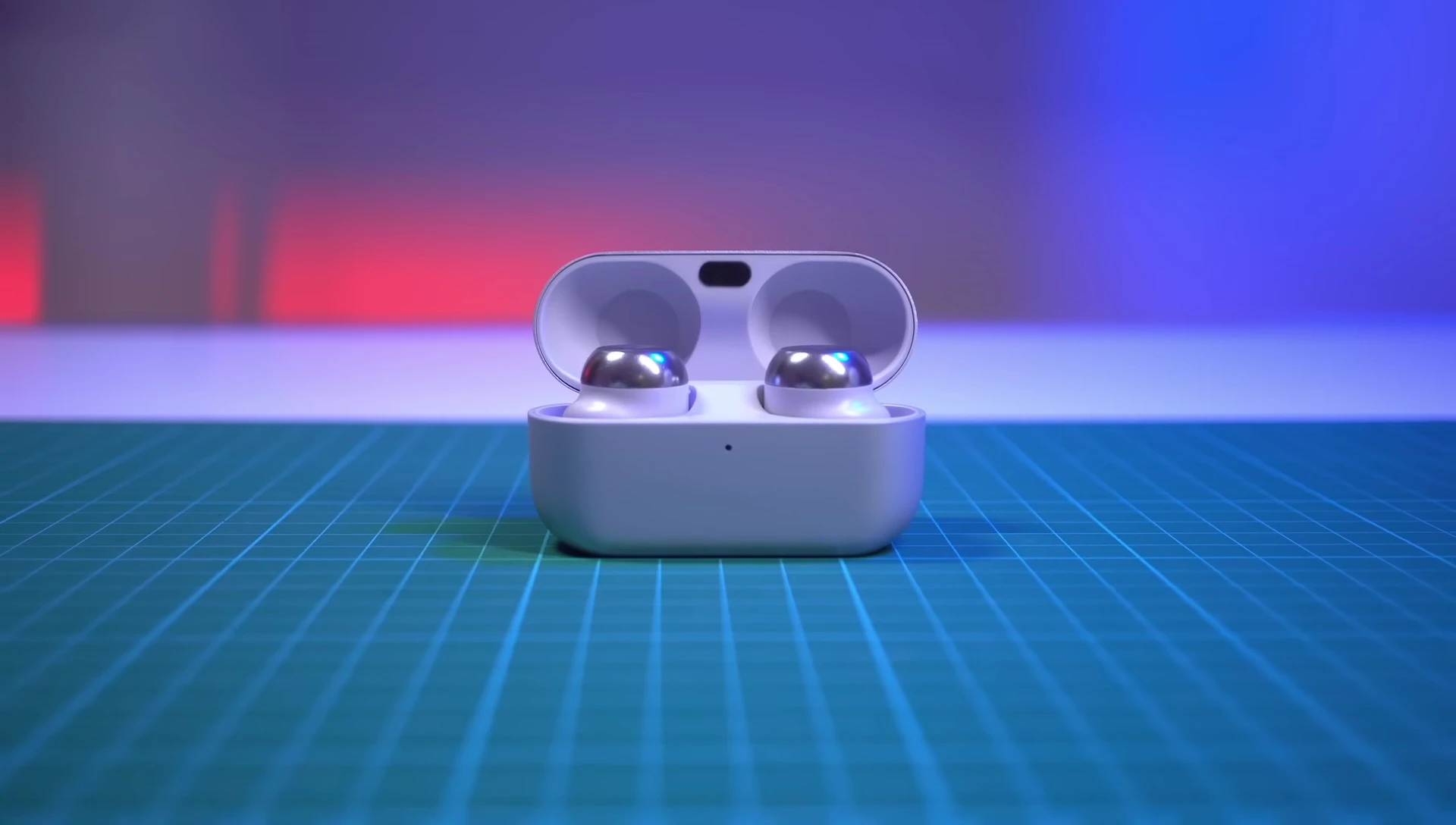 Close-up of the Technics AZ100 earbuds highlighting their design.