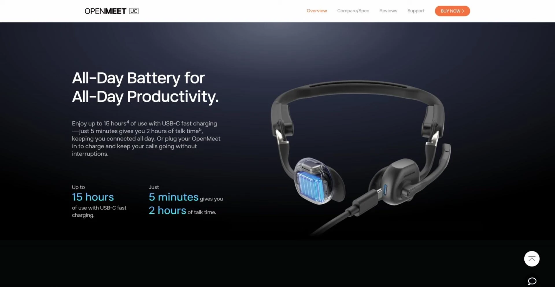 The headset’s charging indicator