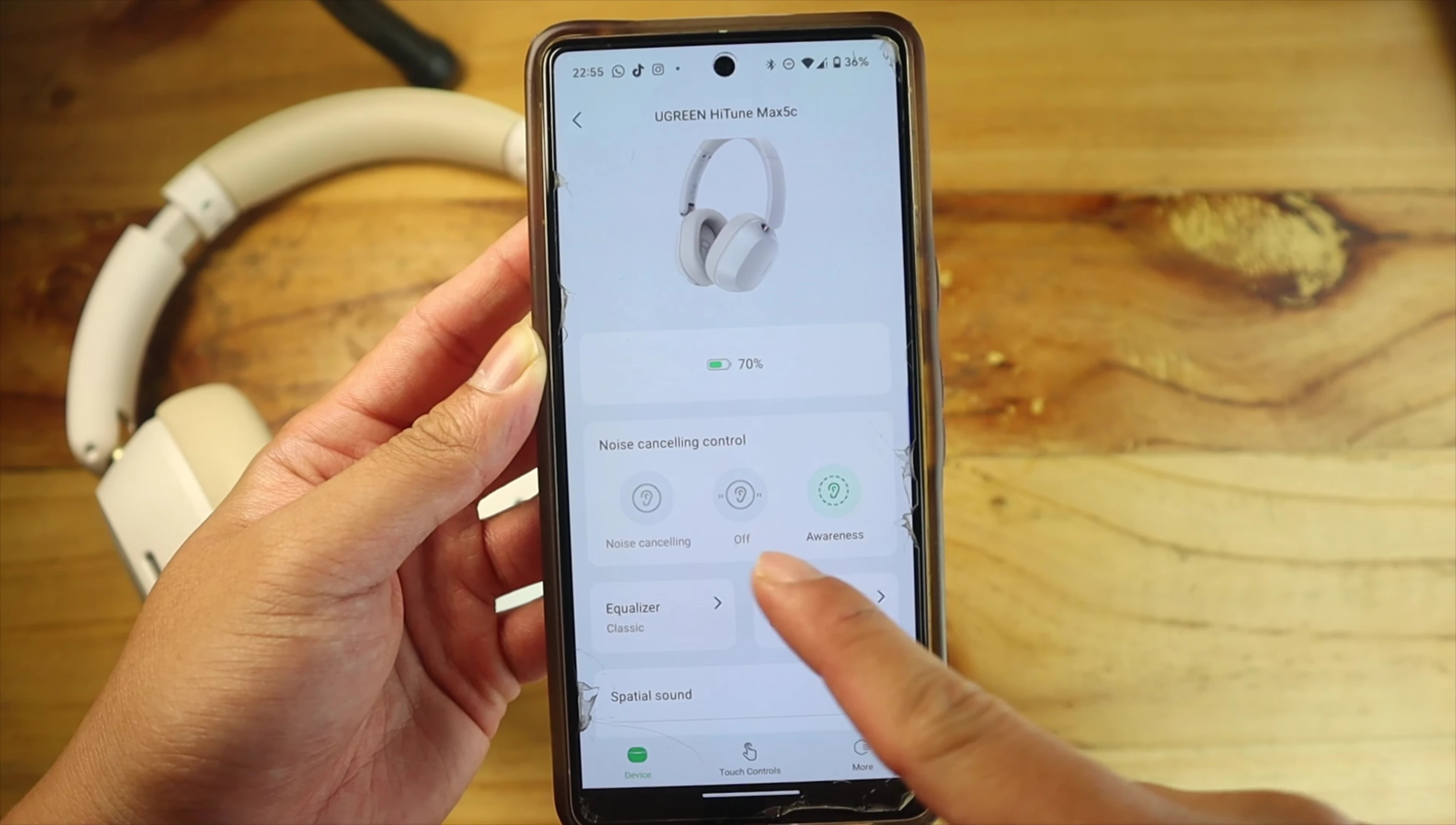 Comparison of transparency mode performance between the two headphones