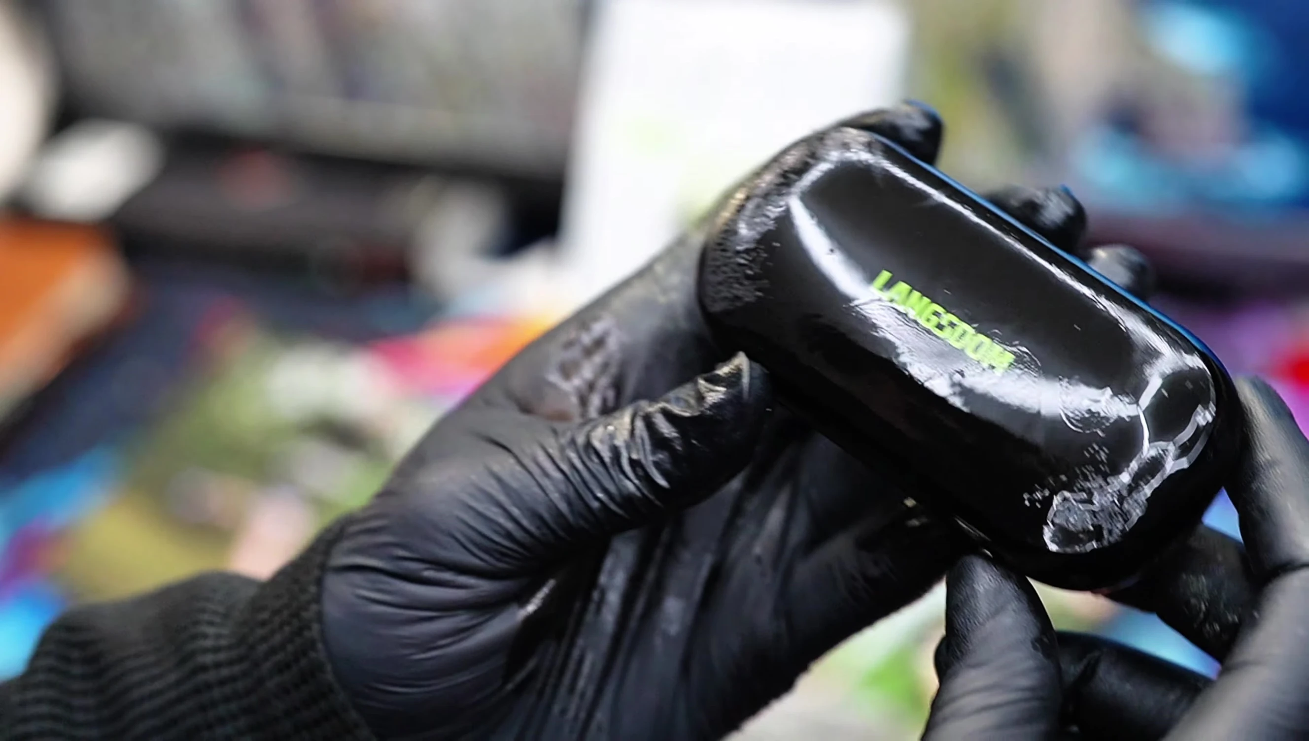 Shot showing the charging case and earbuds.
