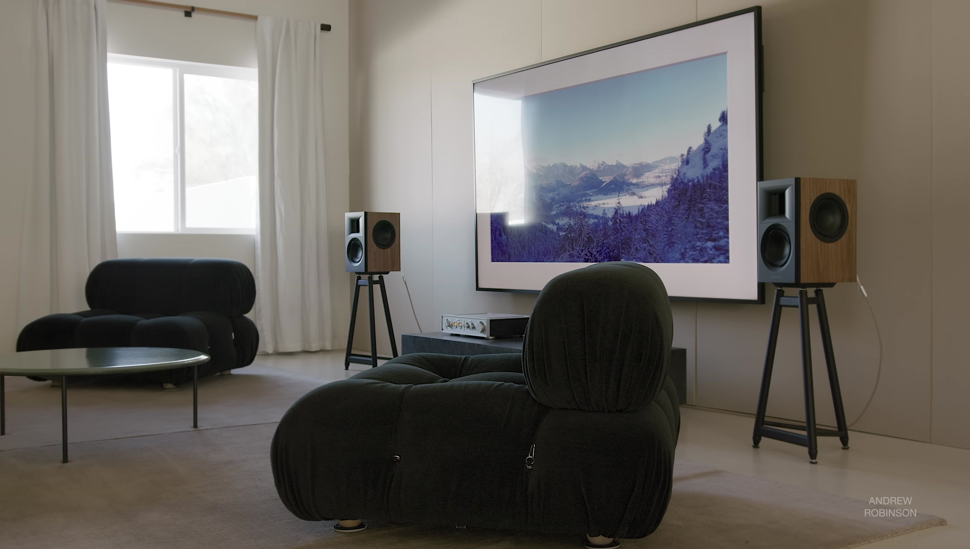 Image demonstrating the ideal listening position for optimal soundstage.