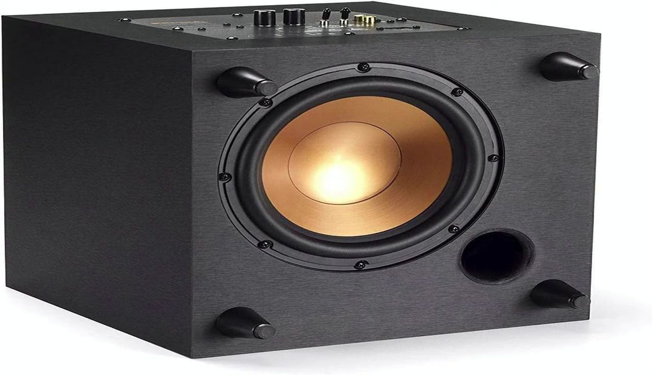 Close-up of the Klipsch Black Reference Theater Pack speakers