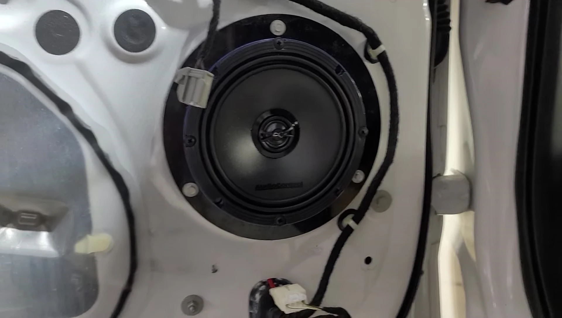 Completed speaker installation with Dynamat
