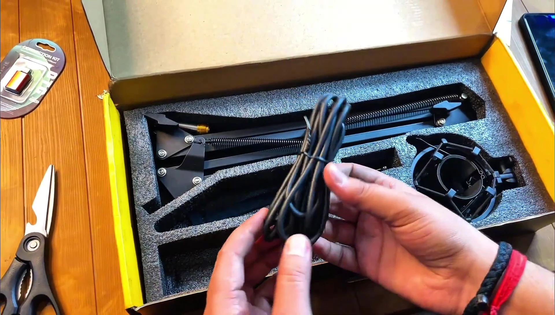 The microphone's wire