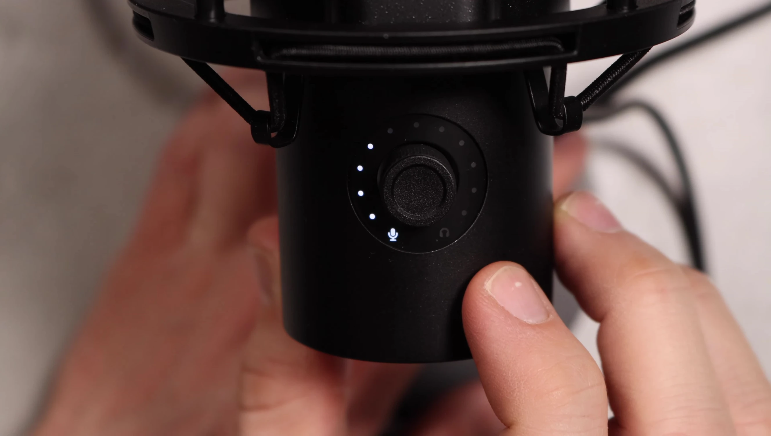 The mute button and indicator light
