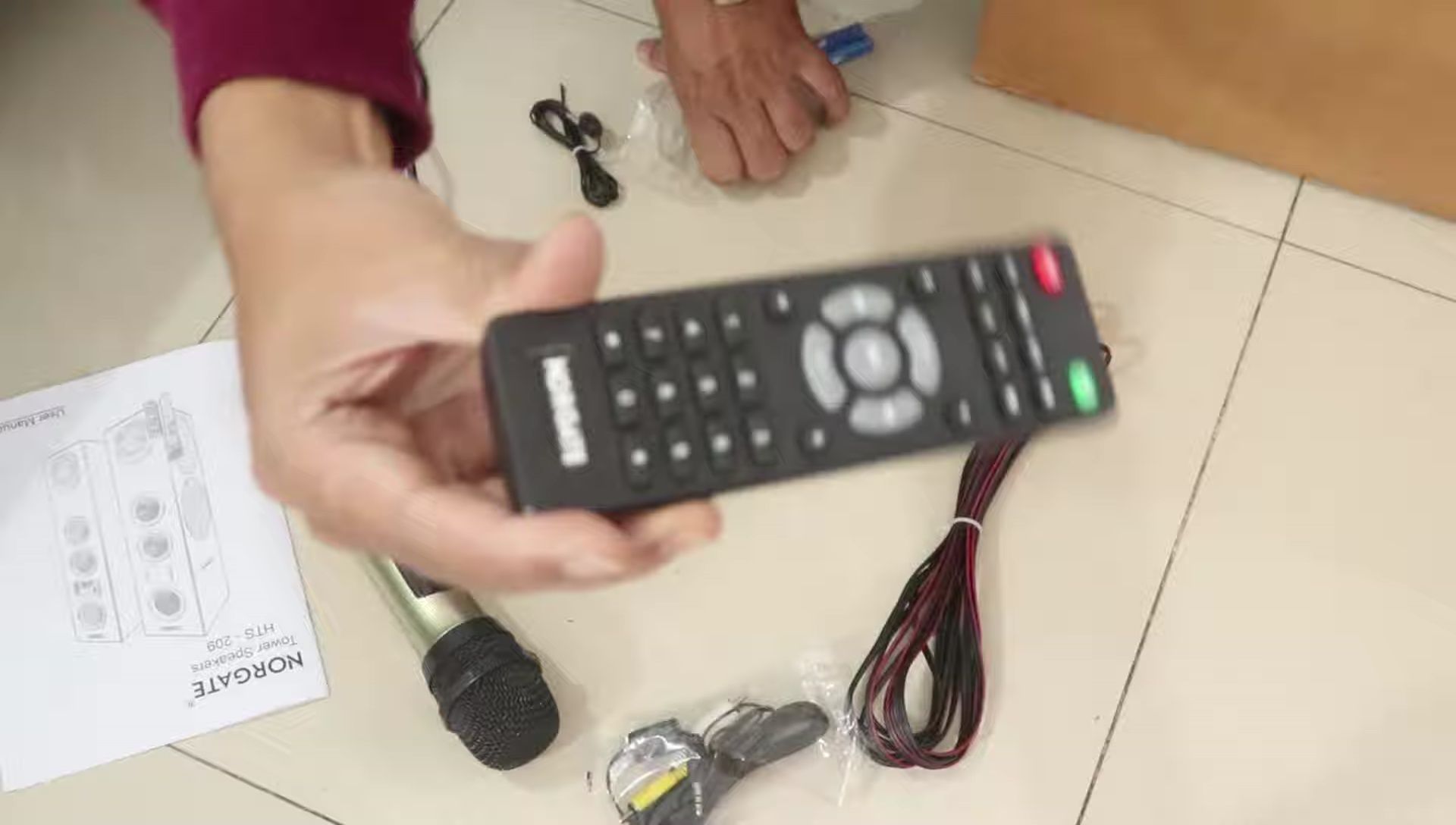 The remote control included with the speaker system.