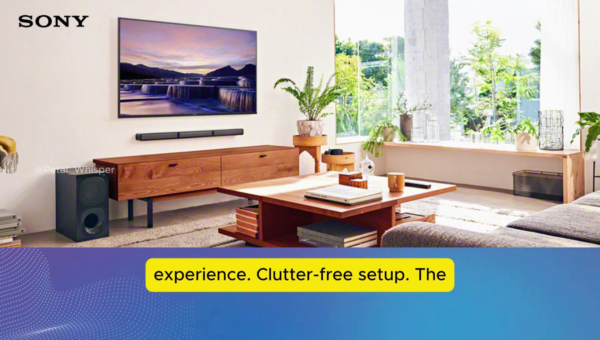 The Sony HT-S40R seamlessly integrated into a living room setup