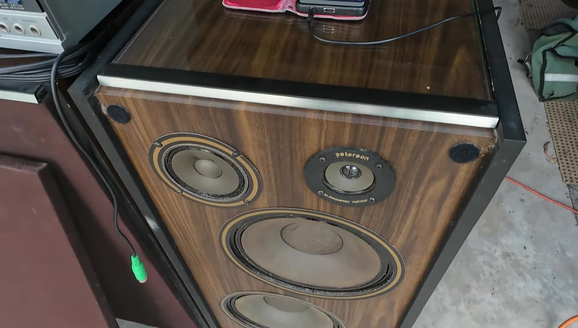 Speaker setup during sound testing.