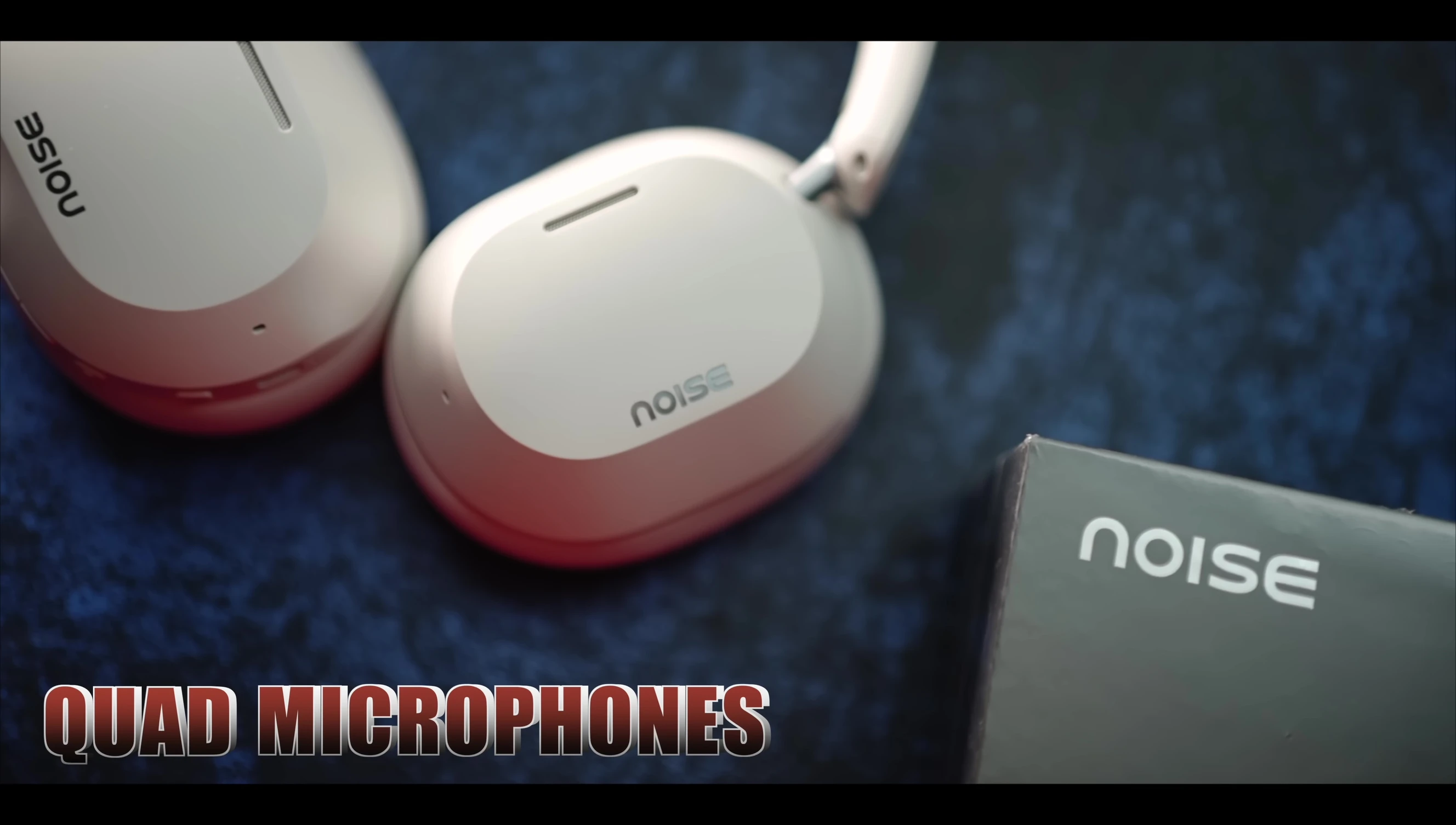 Close up of the microphone area on the headphones.