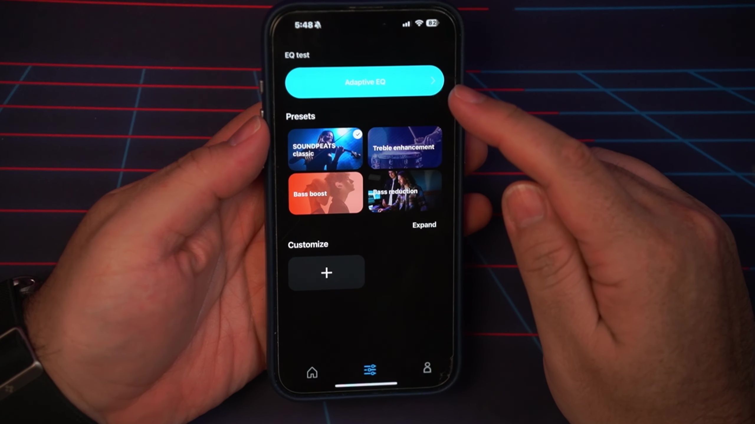 Screenshot of the EQ settings in the Soundpeats app