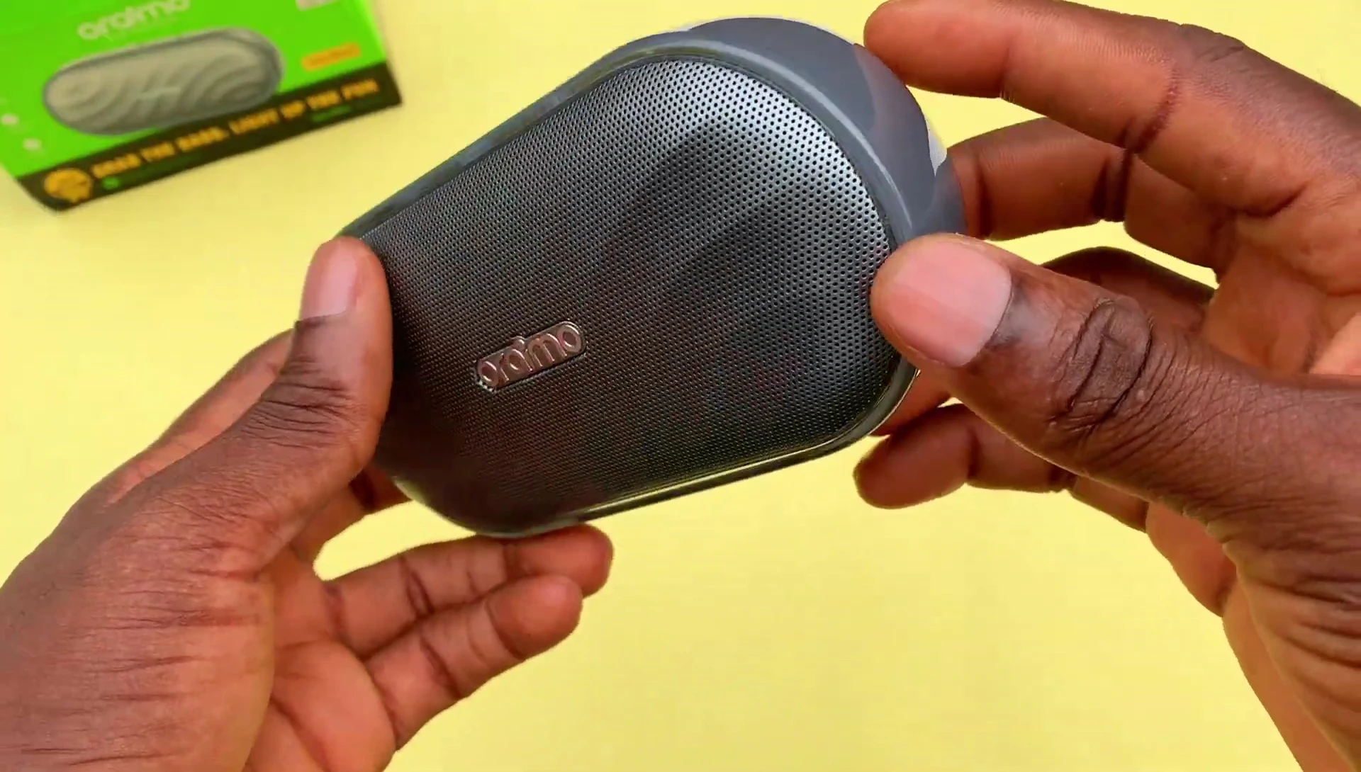 Close-up of the Oraimo SpaceBox, highlighting its design.