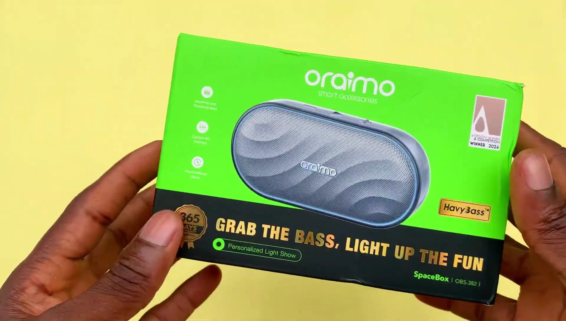Oraimo SpaceBox unboxing, showing contents.