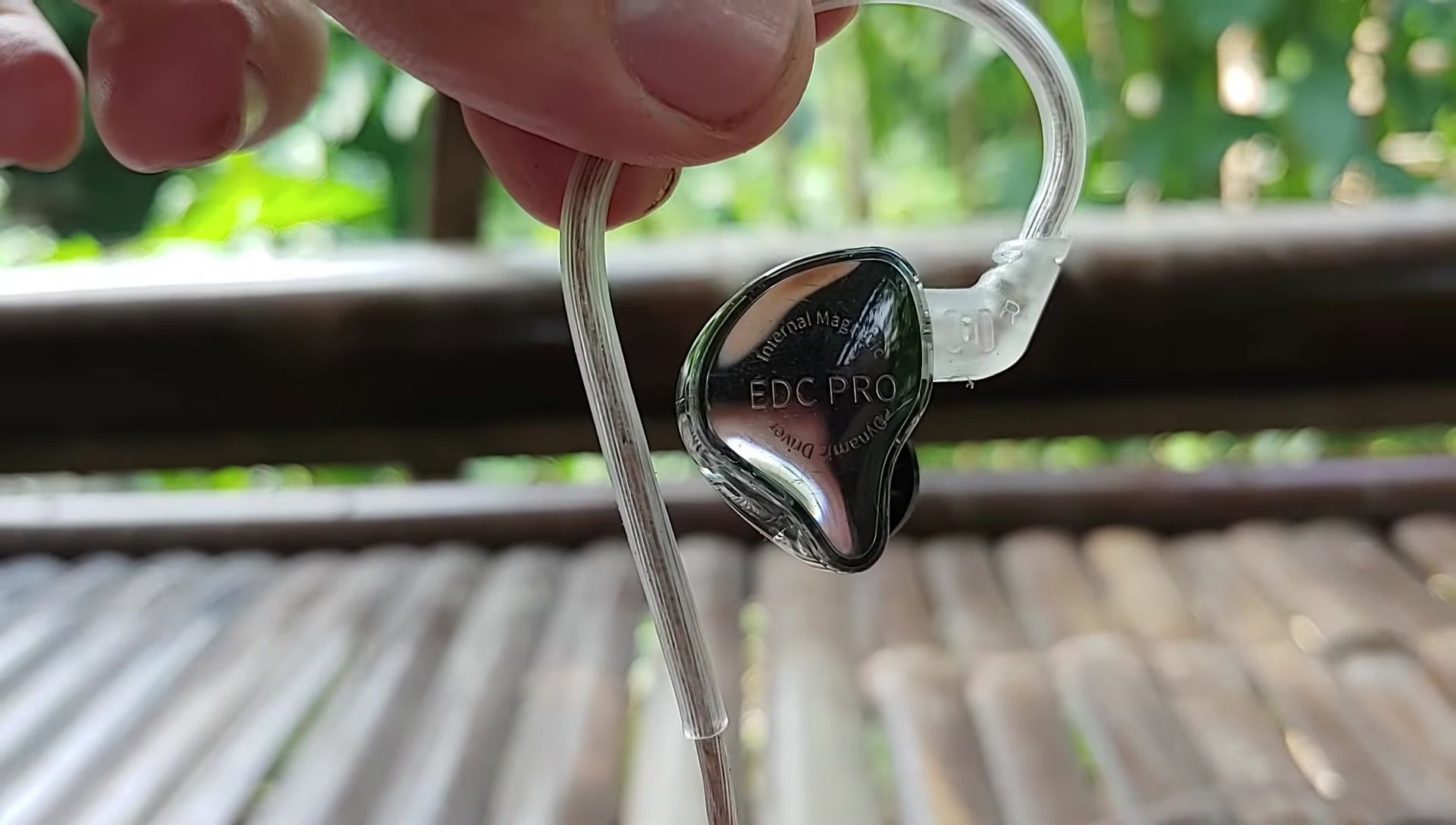 Close-up of the KZ EDC Pro cable and ear tips