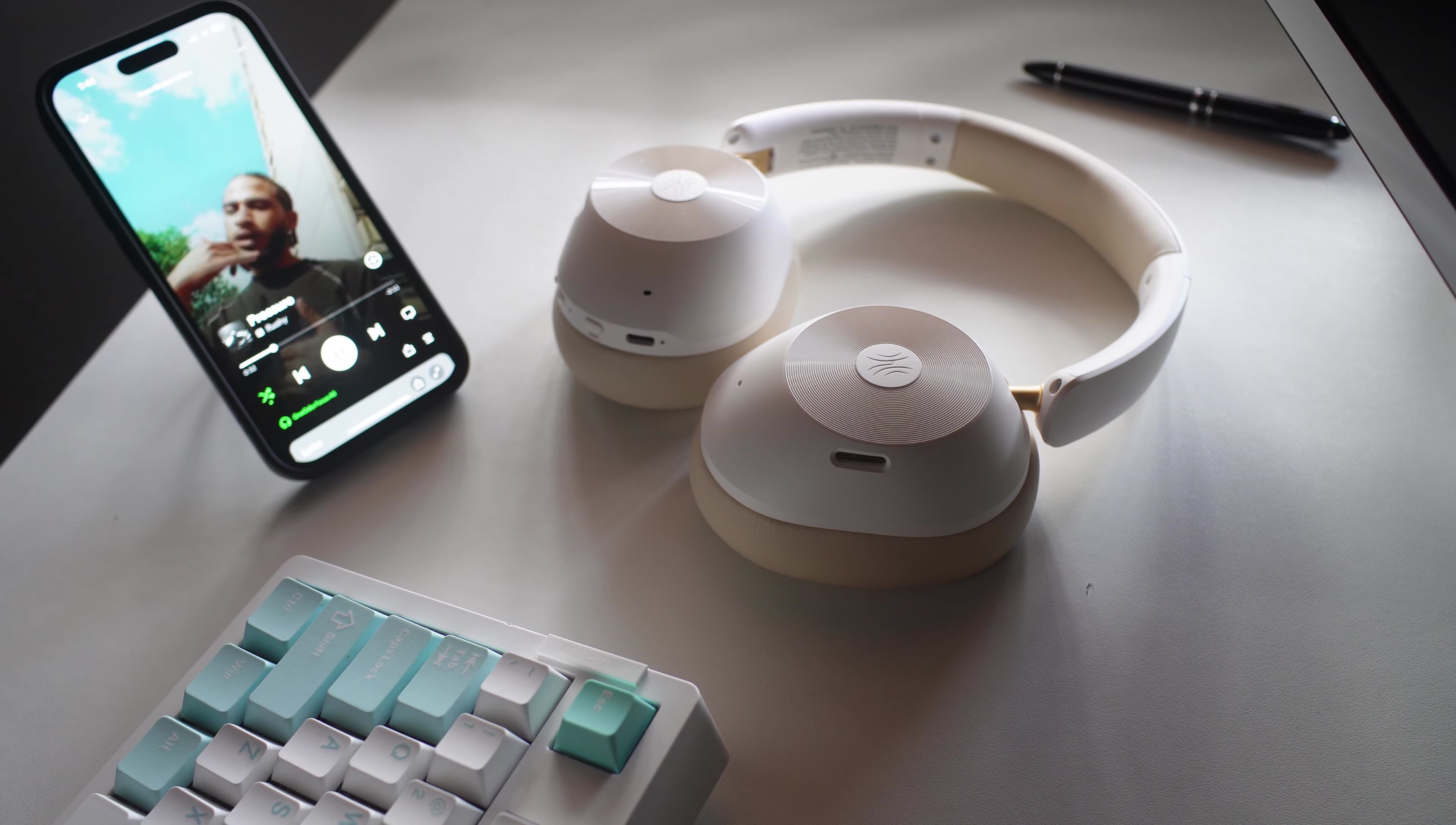 Close-up shot of the headphone drivers