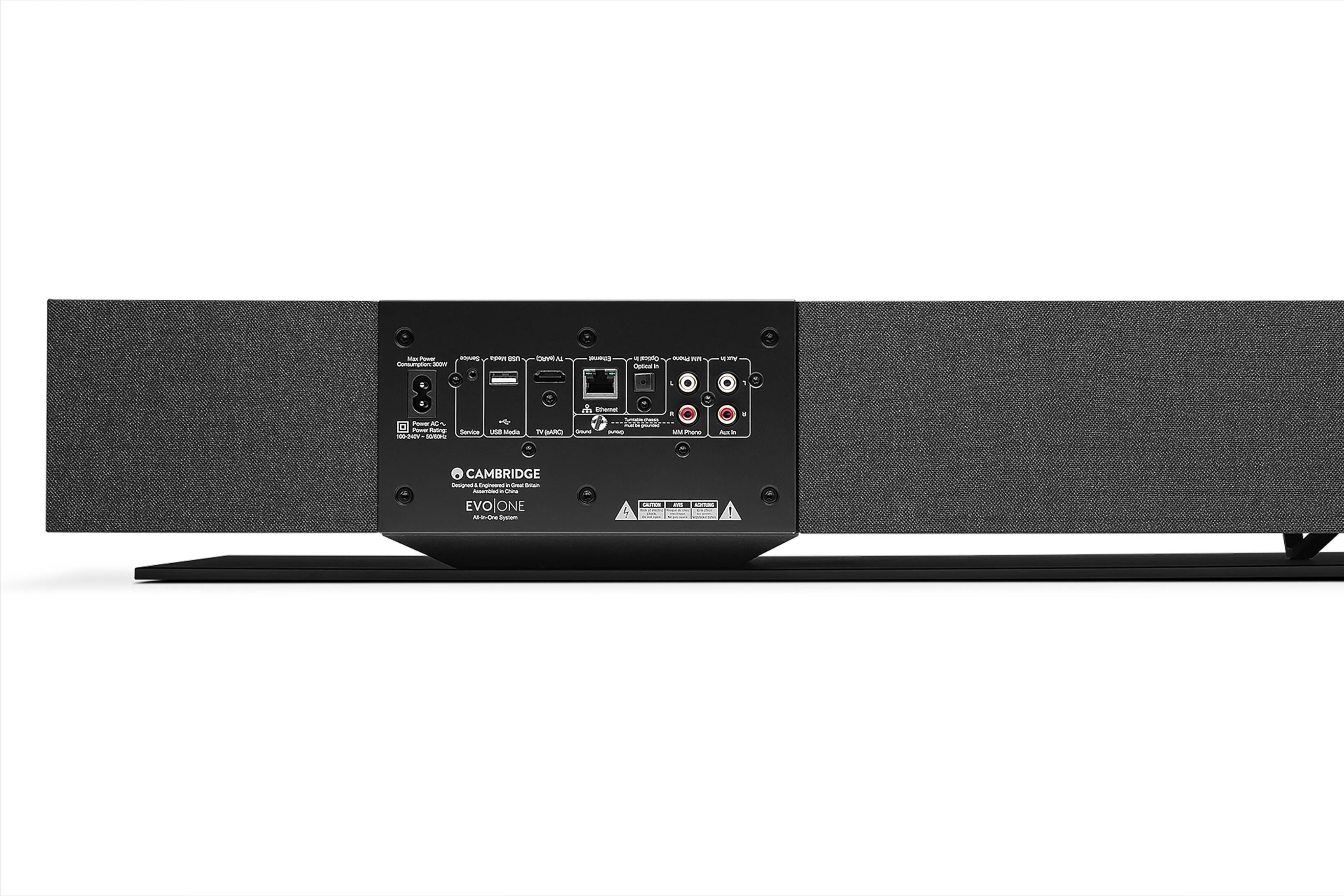 Image showcasing the Evo One's rear panel with its diverse connectivity options.