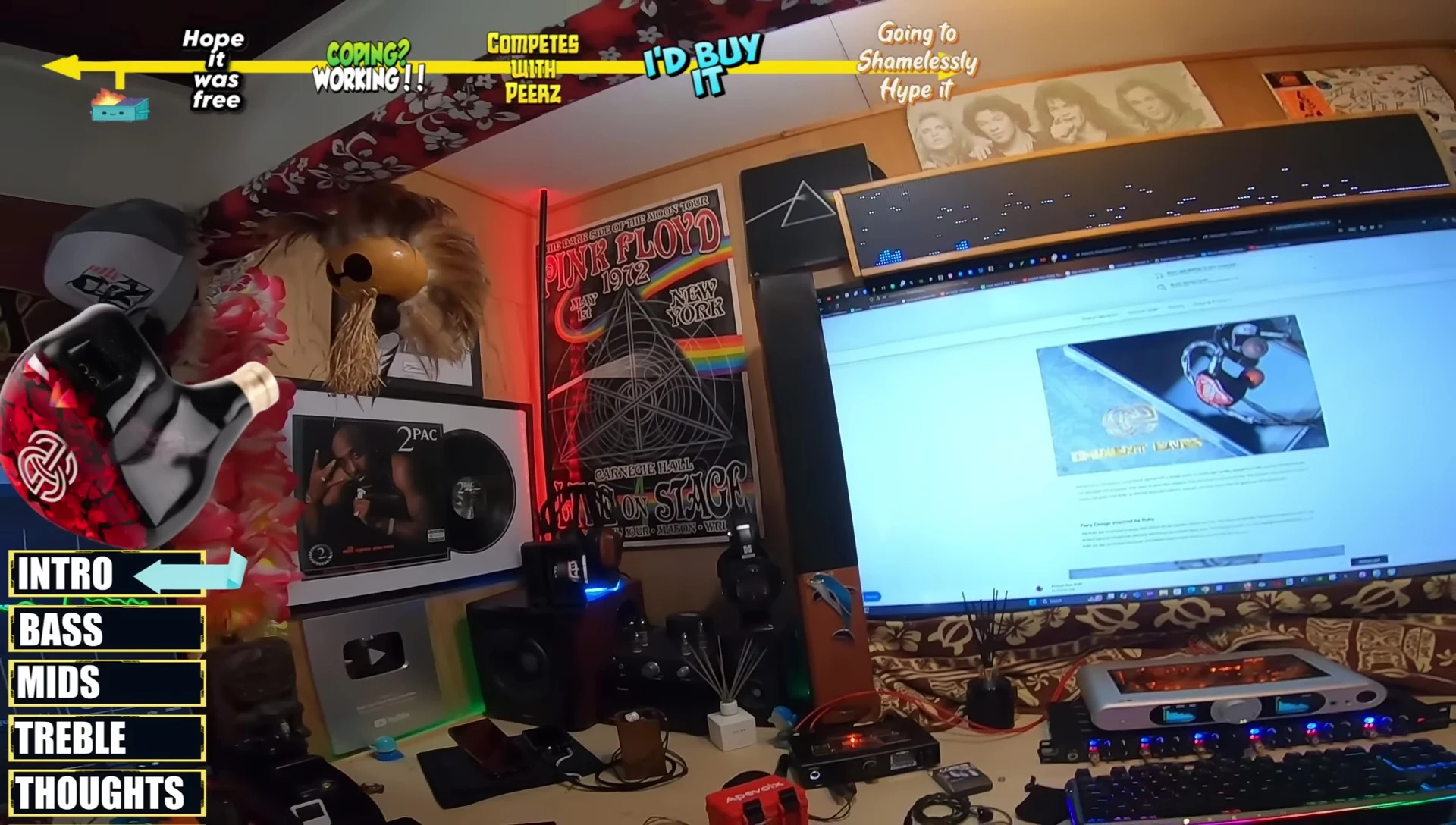 Screenshot showing the reviewer listening to music