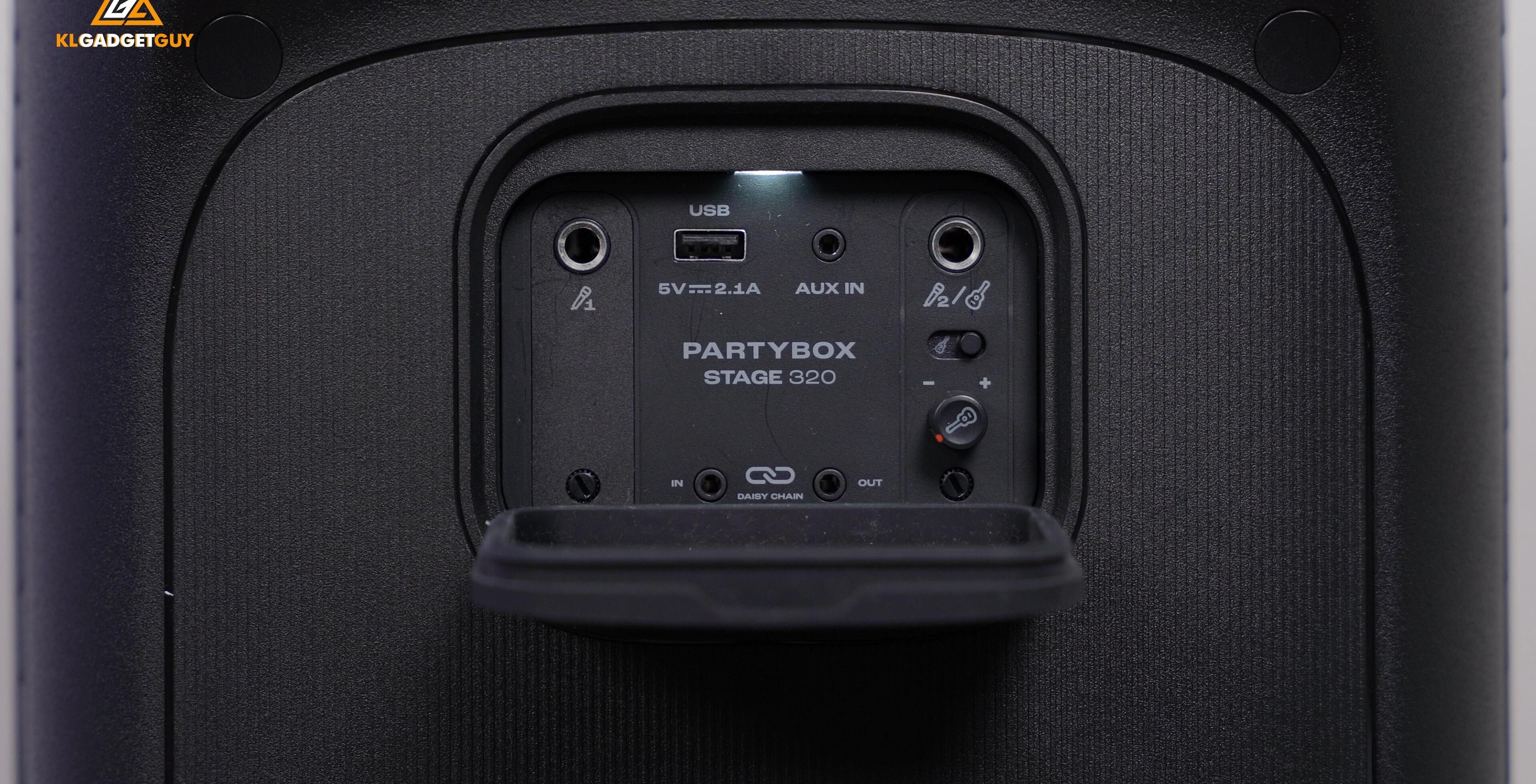 Back panel showing ports and LED light