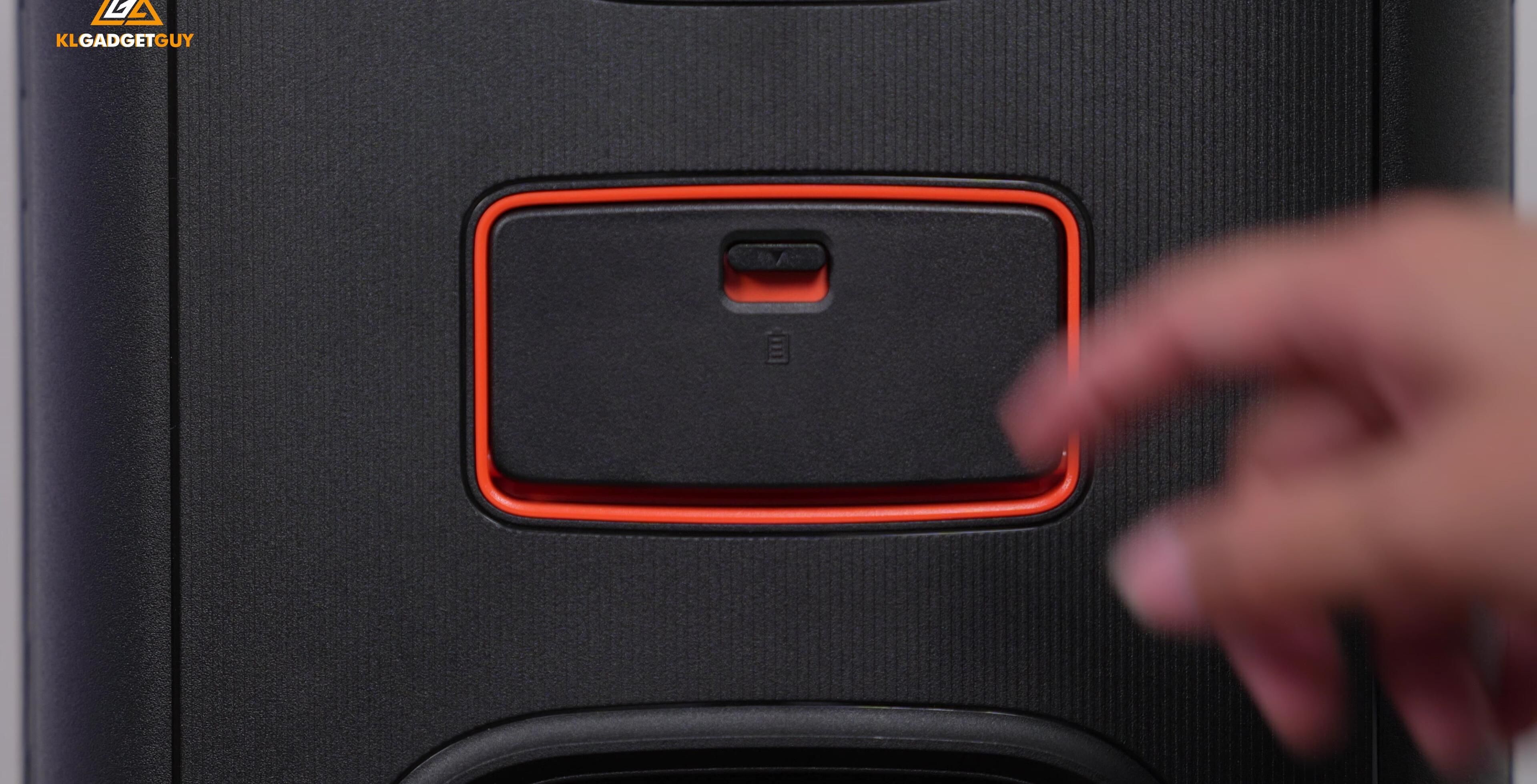 Showing the easy-access battery compartment