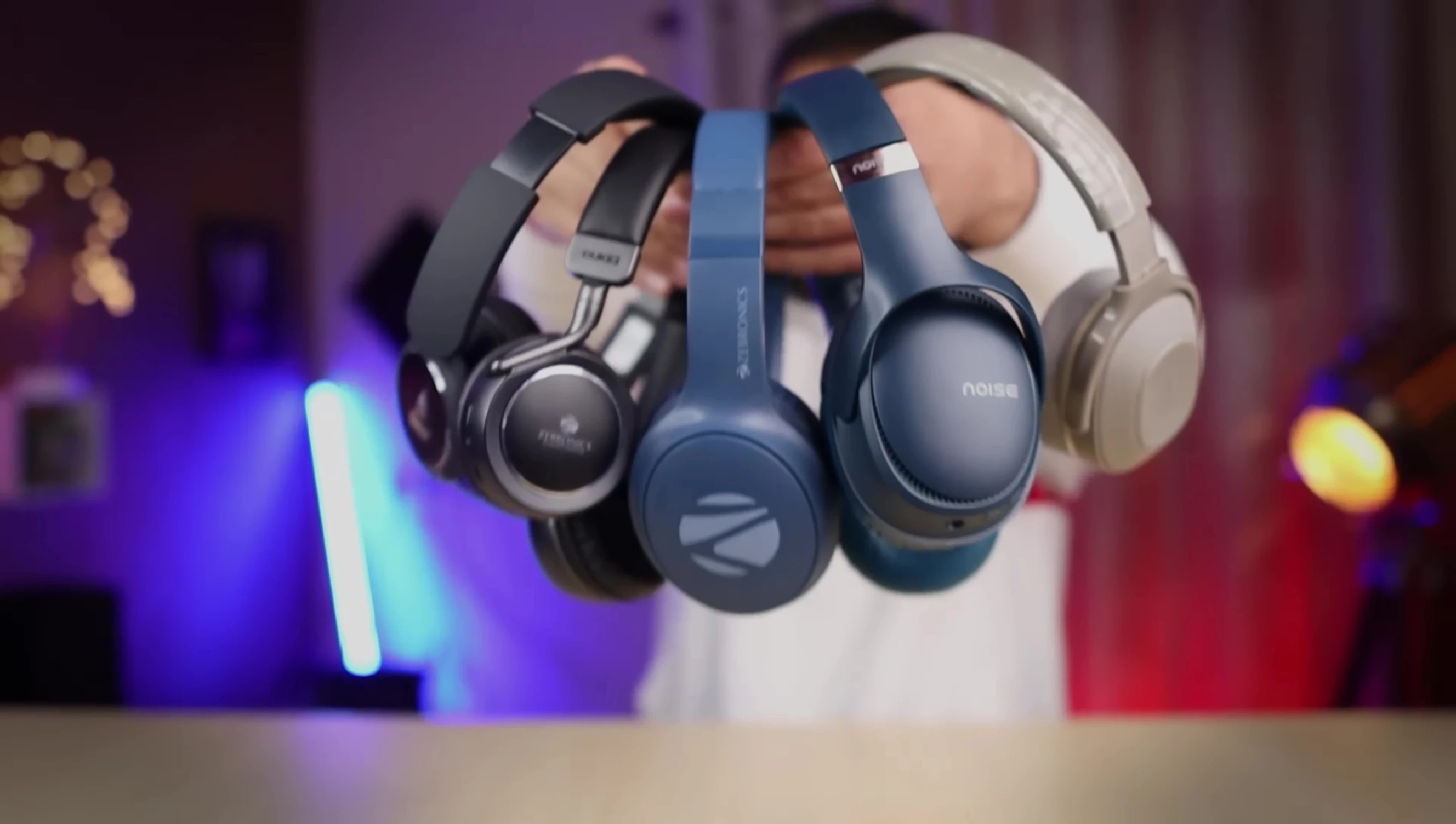All five headphones displayed together for a final comparison