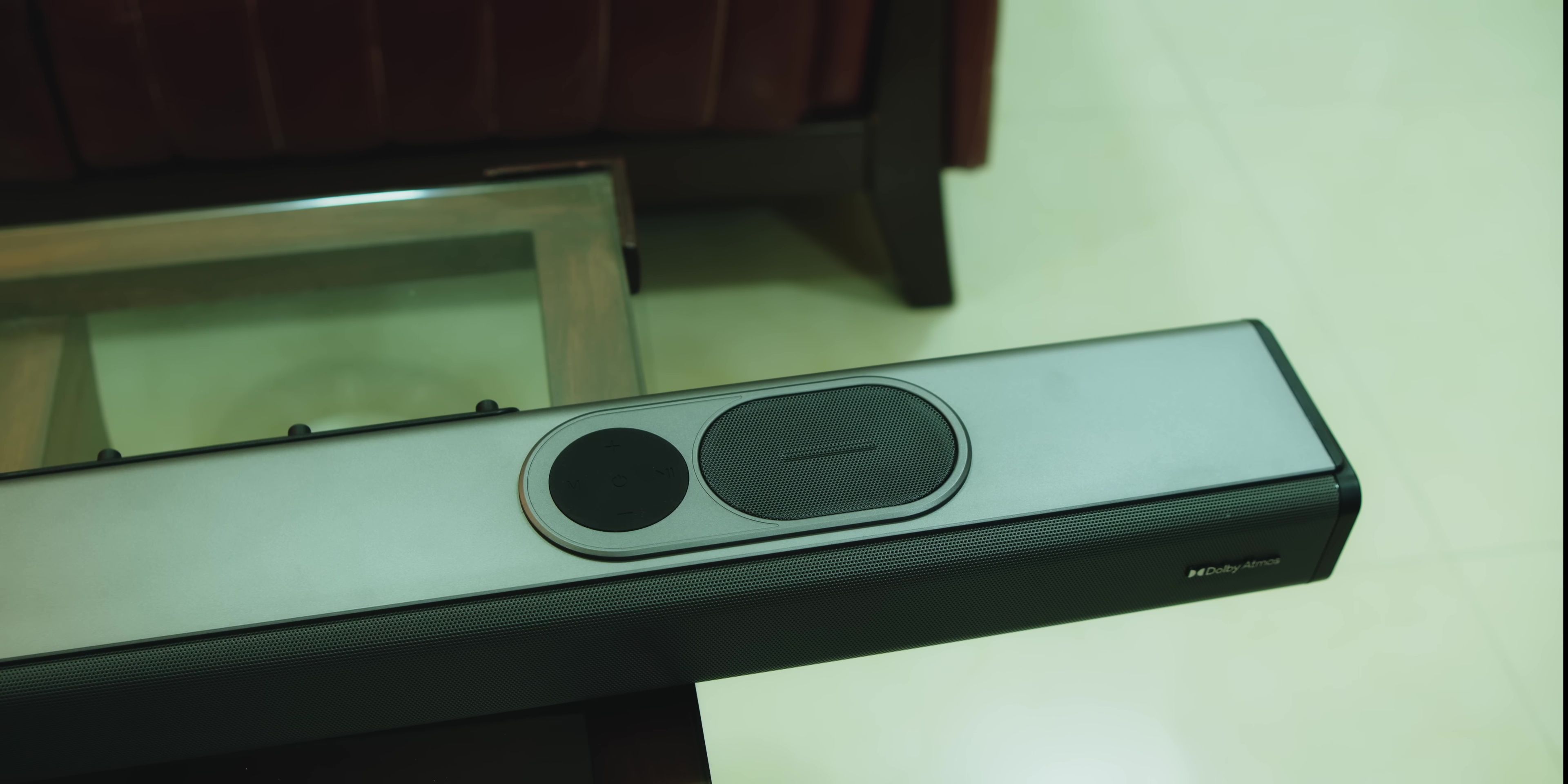 Close-up view of the top control panel.