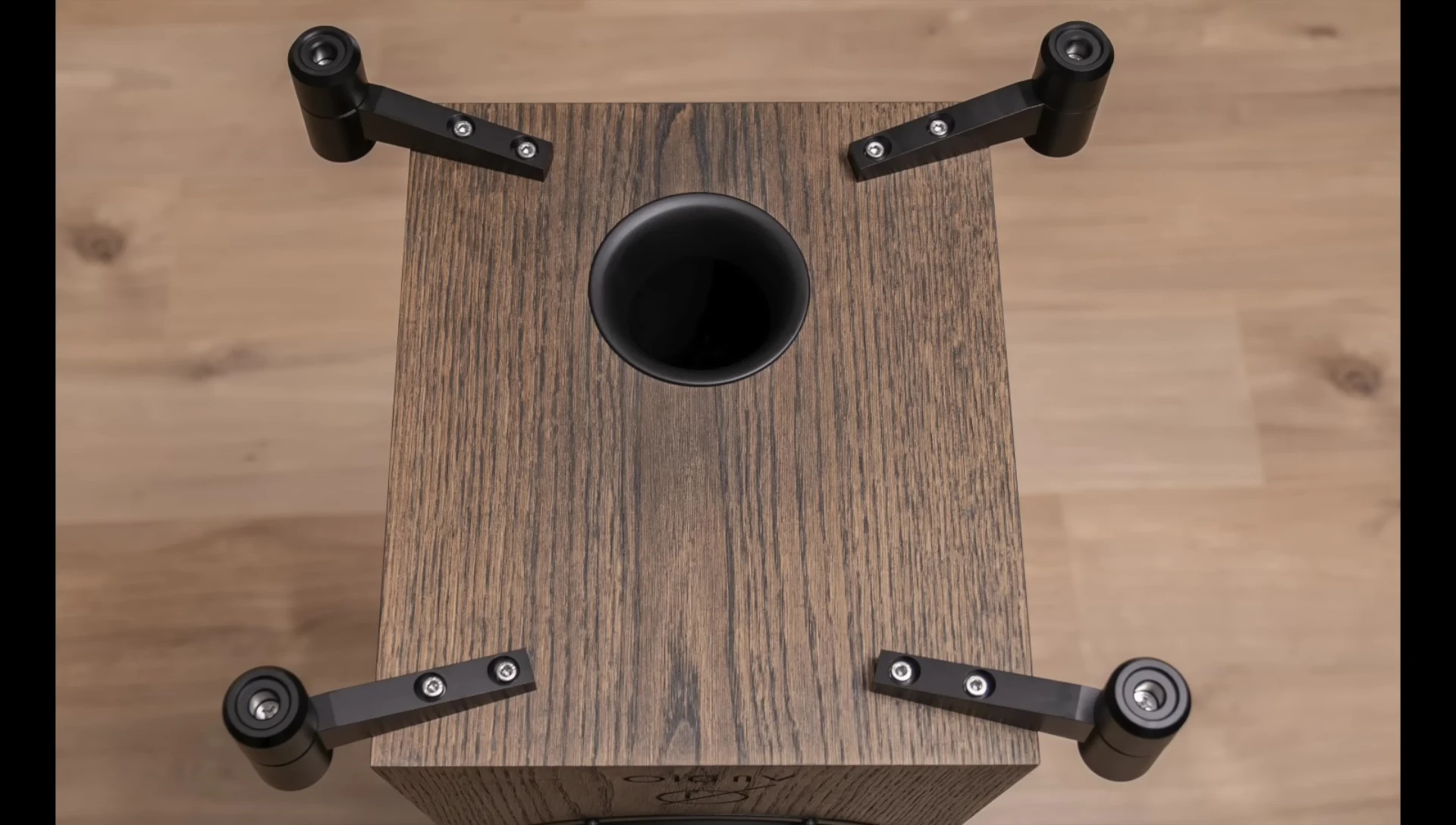 Close-up of the Ø Audio Frig 2 speaker showing the port on the bottom