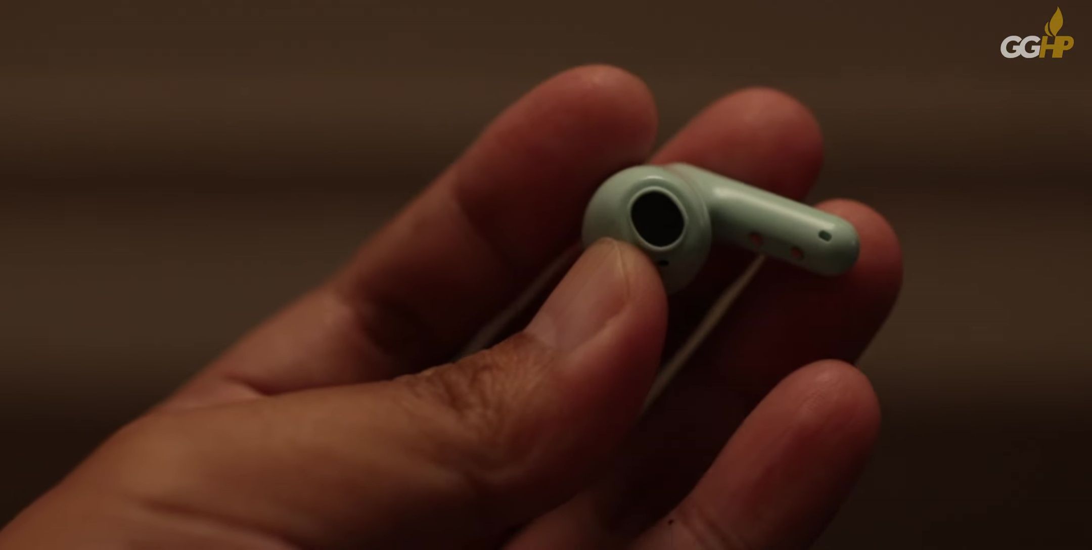 Earbuds in use, illustrating the sound quality.