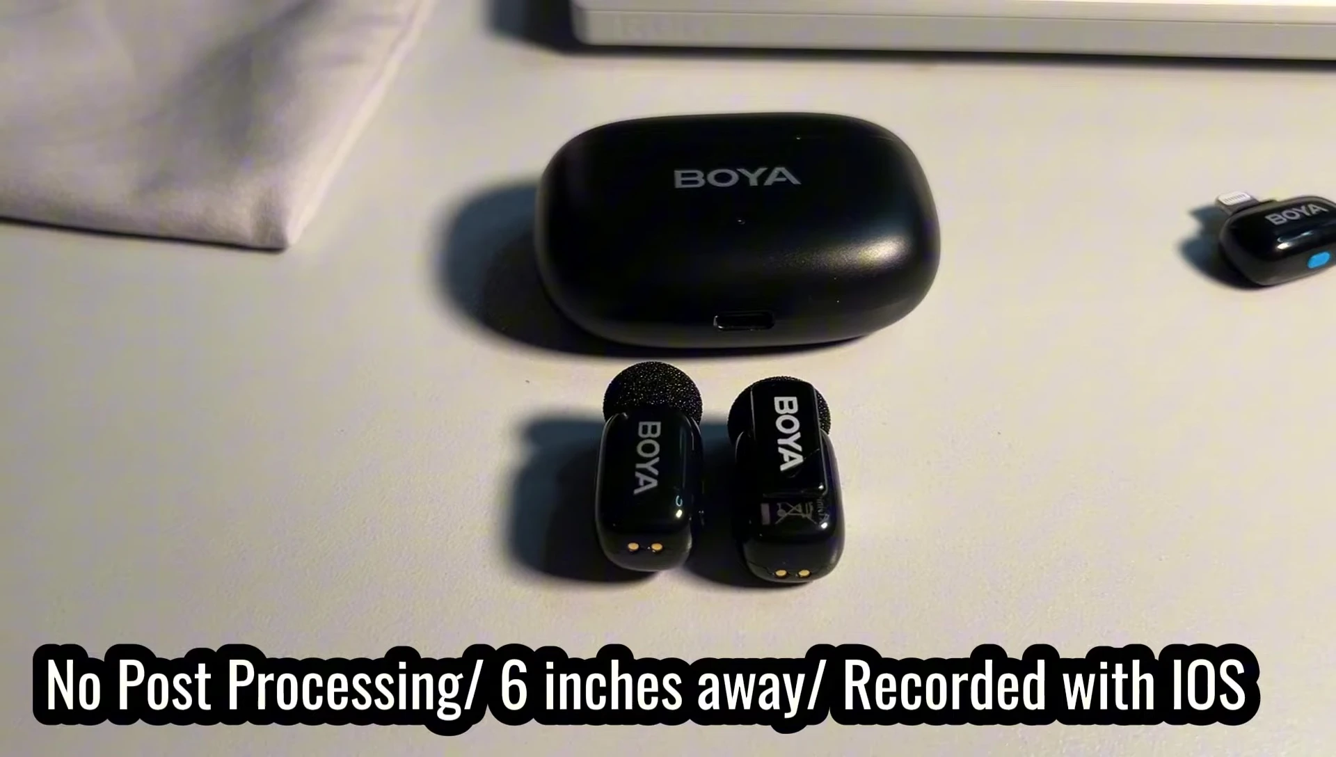 Contents of the Boya Mini Lavalier microphone packaging