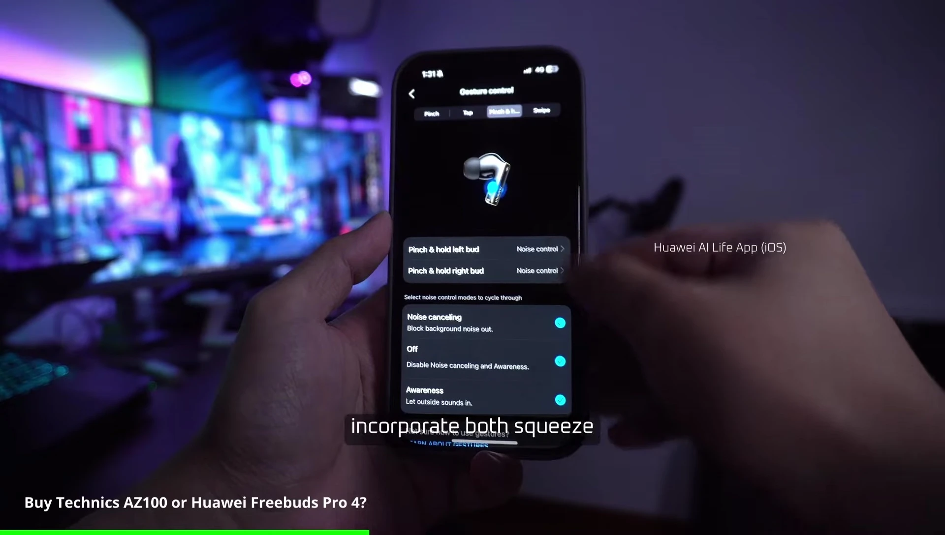 Showcase of Huawei Freebuds Pro 4's control scheme