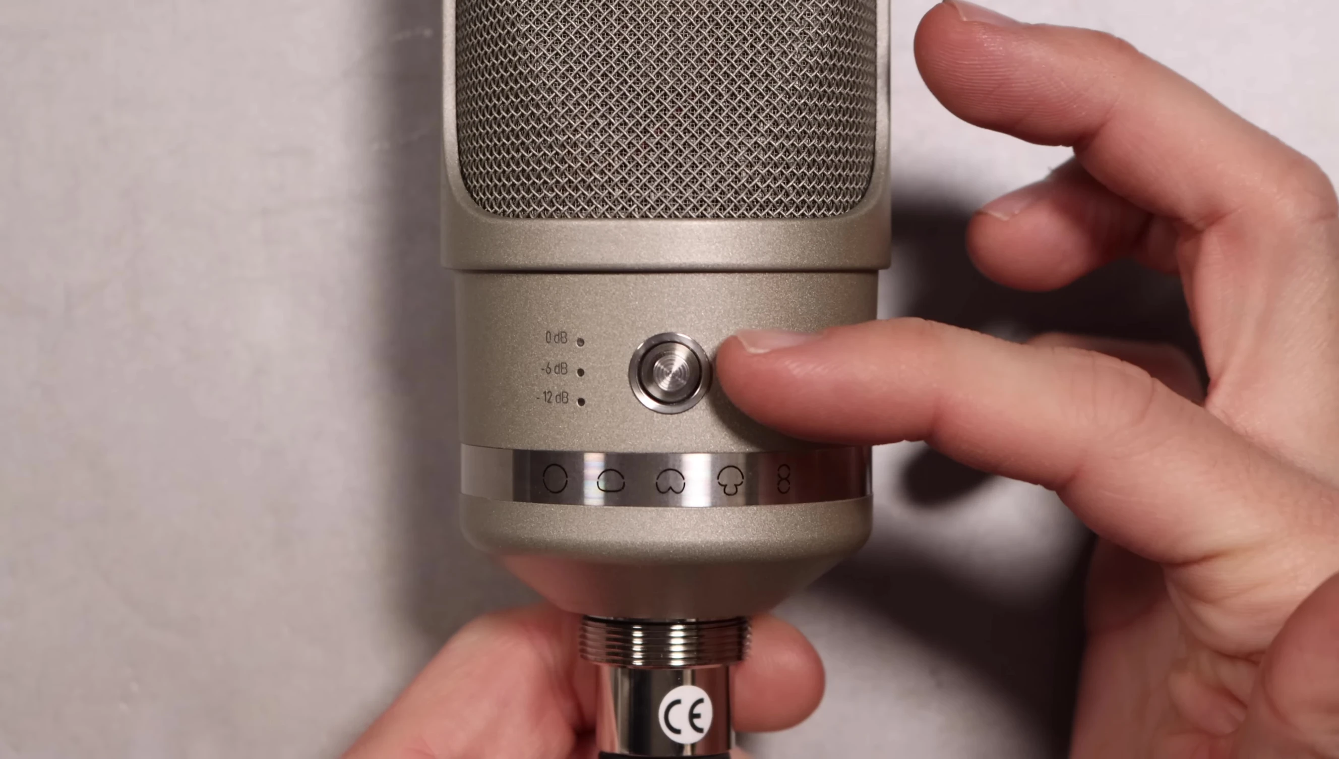 The rear of the microphone, showing the directional pad.