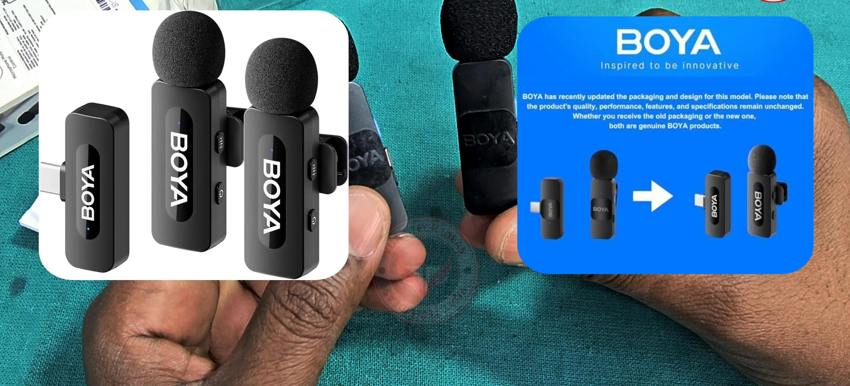 The updated BOYA BY-V20 package contents with more accessories