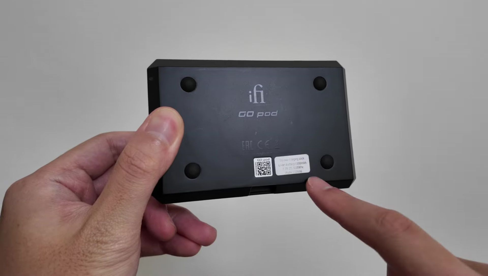 The iFi Go Blu in its charging case