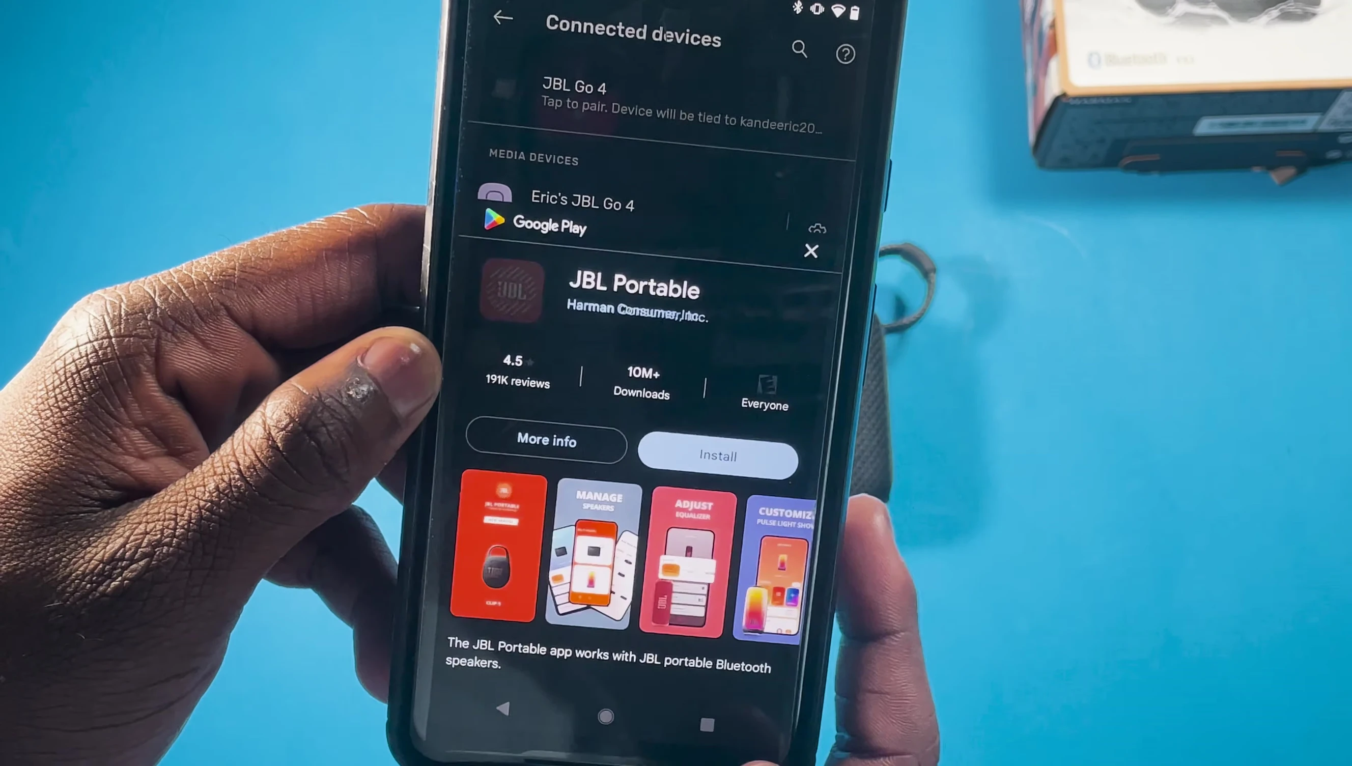 The JBL Portable app interface.