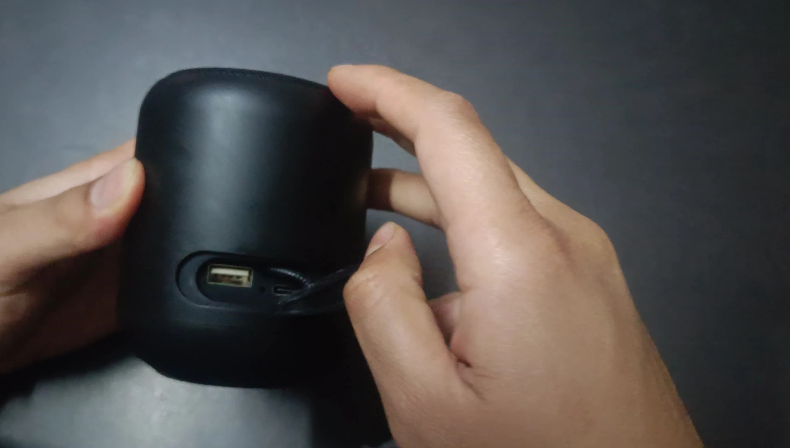 USB port on the back of the speaker