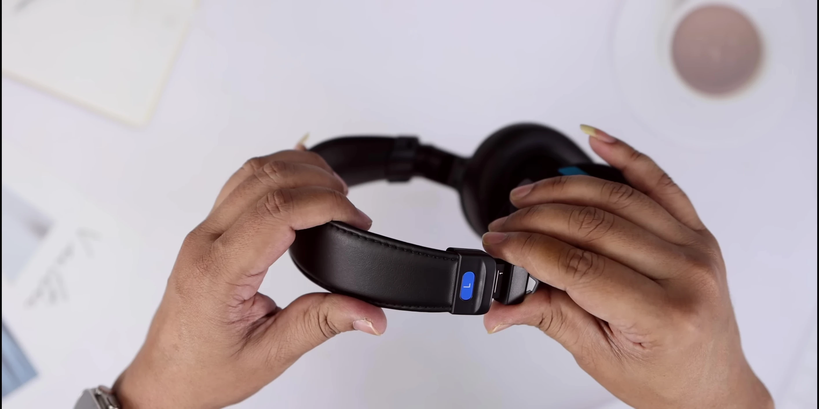 Headphones showing the adjustability and swivel design