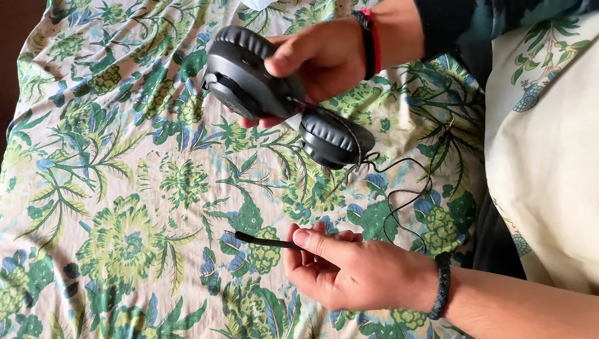 Close-up showcasing the microphone attachment and controls