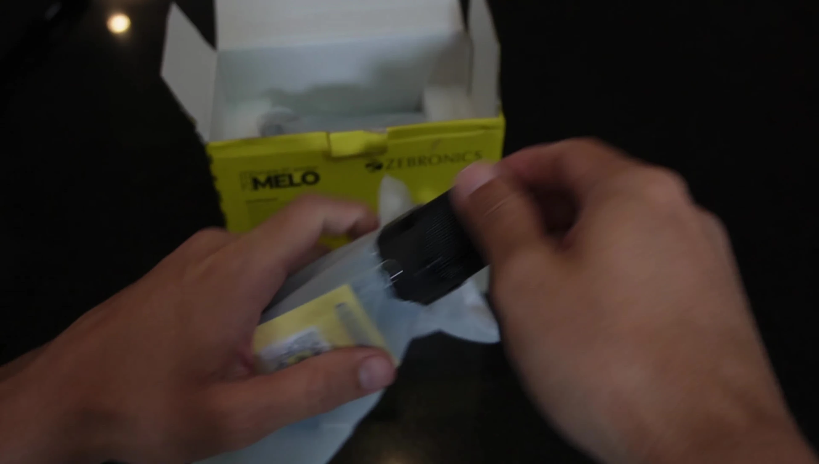 Close-up of the small wireless microphone