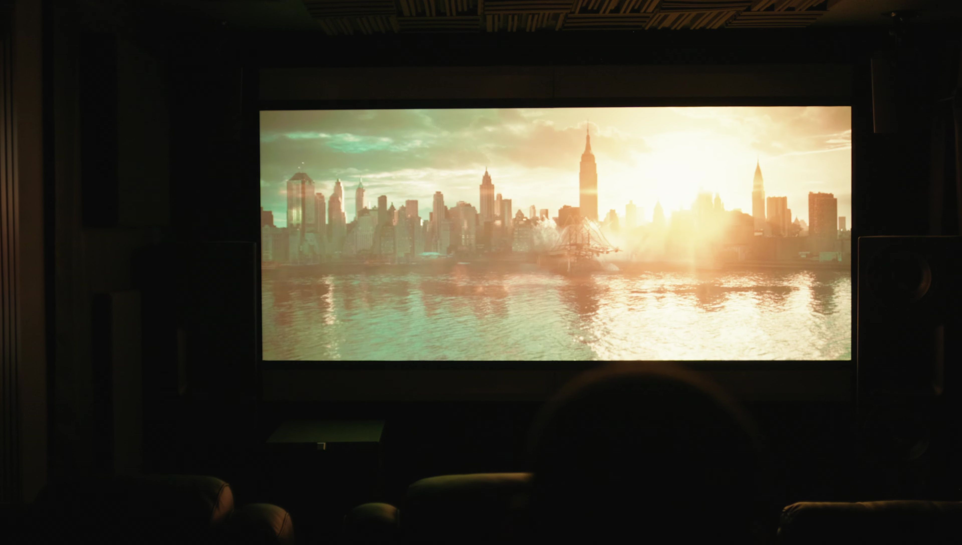 Still image from Ready Player One showing a fast paced scene, ideal for testing speaker dynamic range.