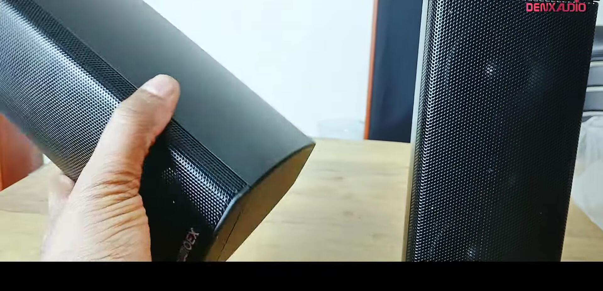 Detailed shot of the three-inch speaker units.