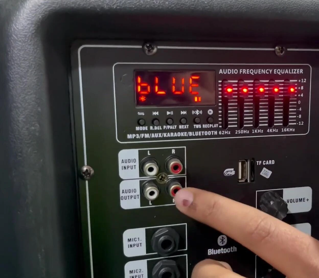 Shot of the AUX in/out and other connectivity options.