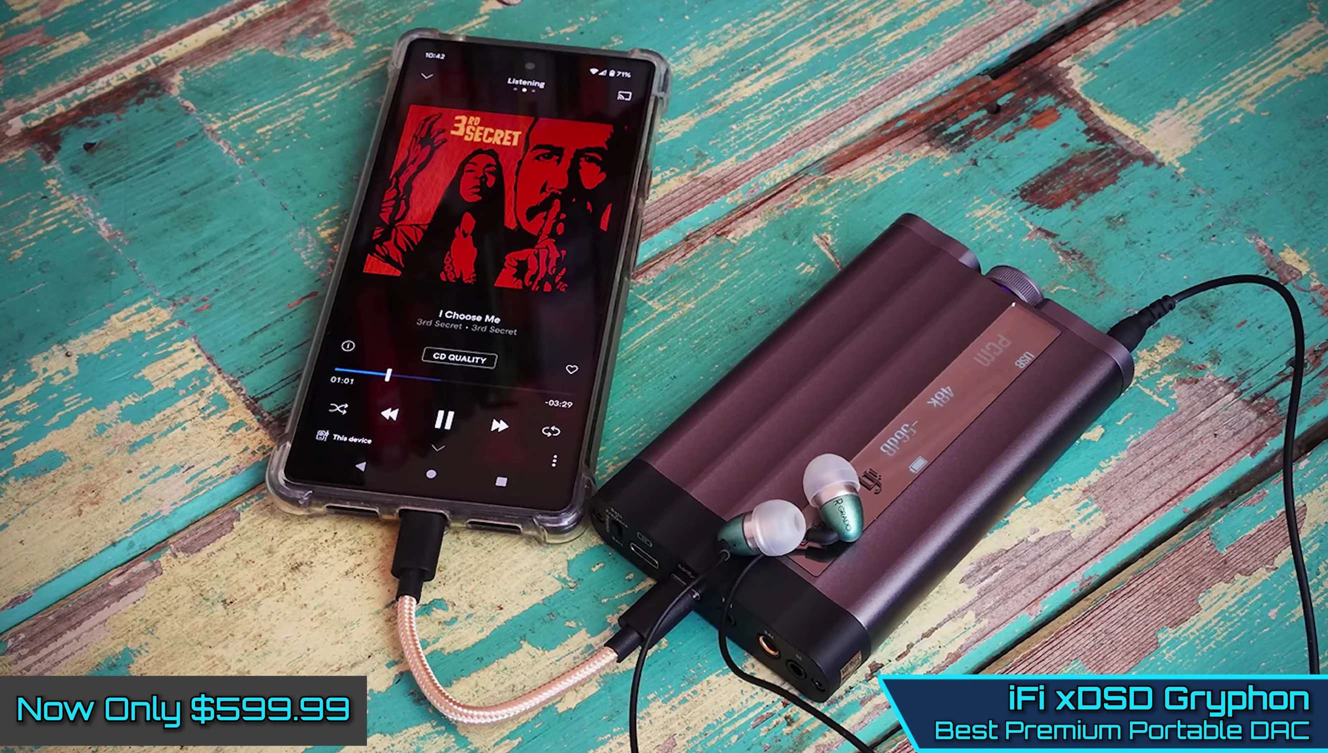 IFI xDSD Gryphon close up shot highlighting its portability