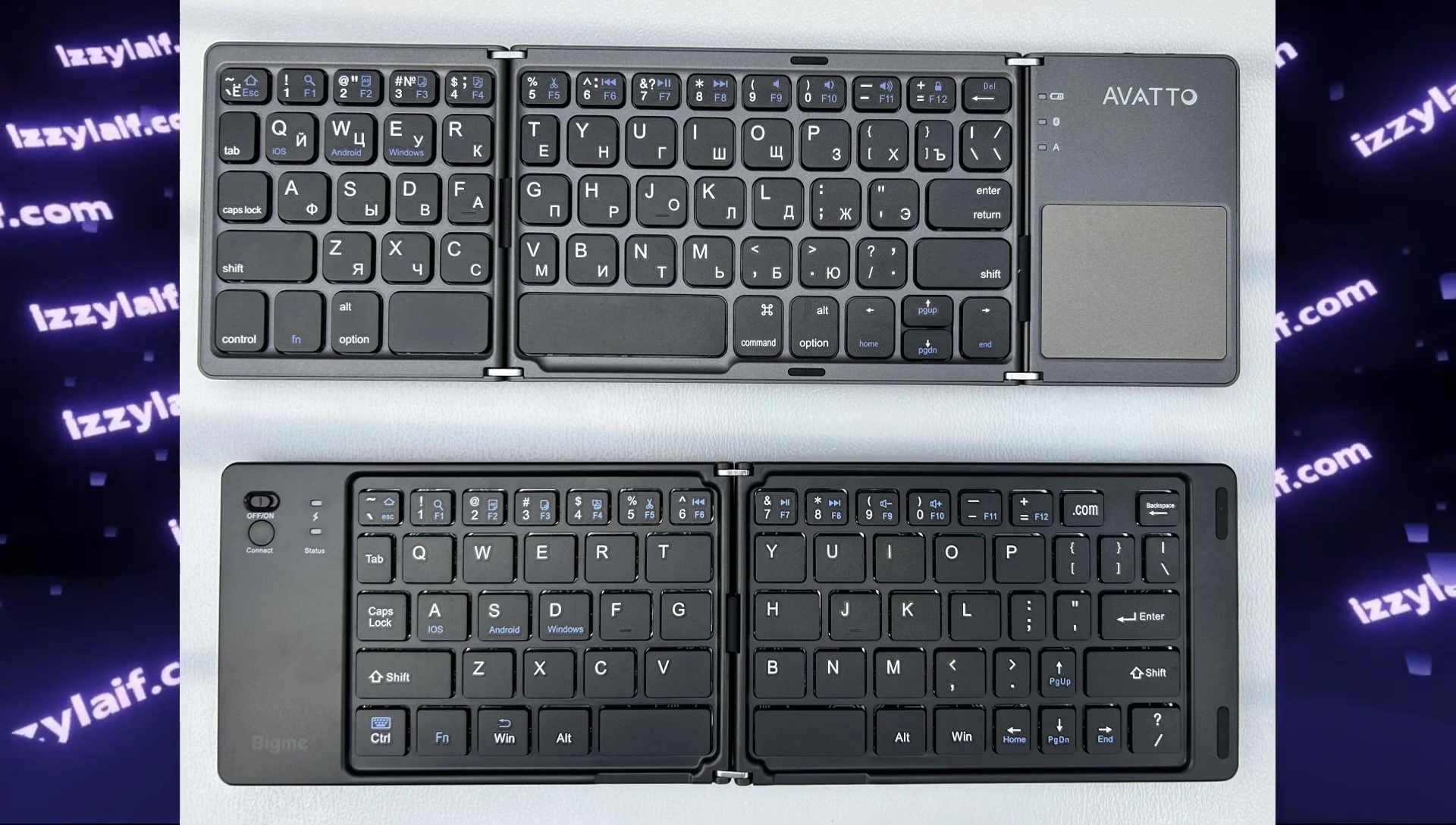 Comparison of the Bigme foldable keyboard with another.