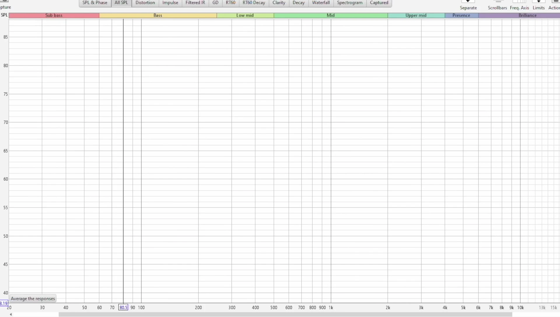 Graph showing comb filtering effects with 1m speaker-to-wall distance.