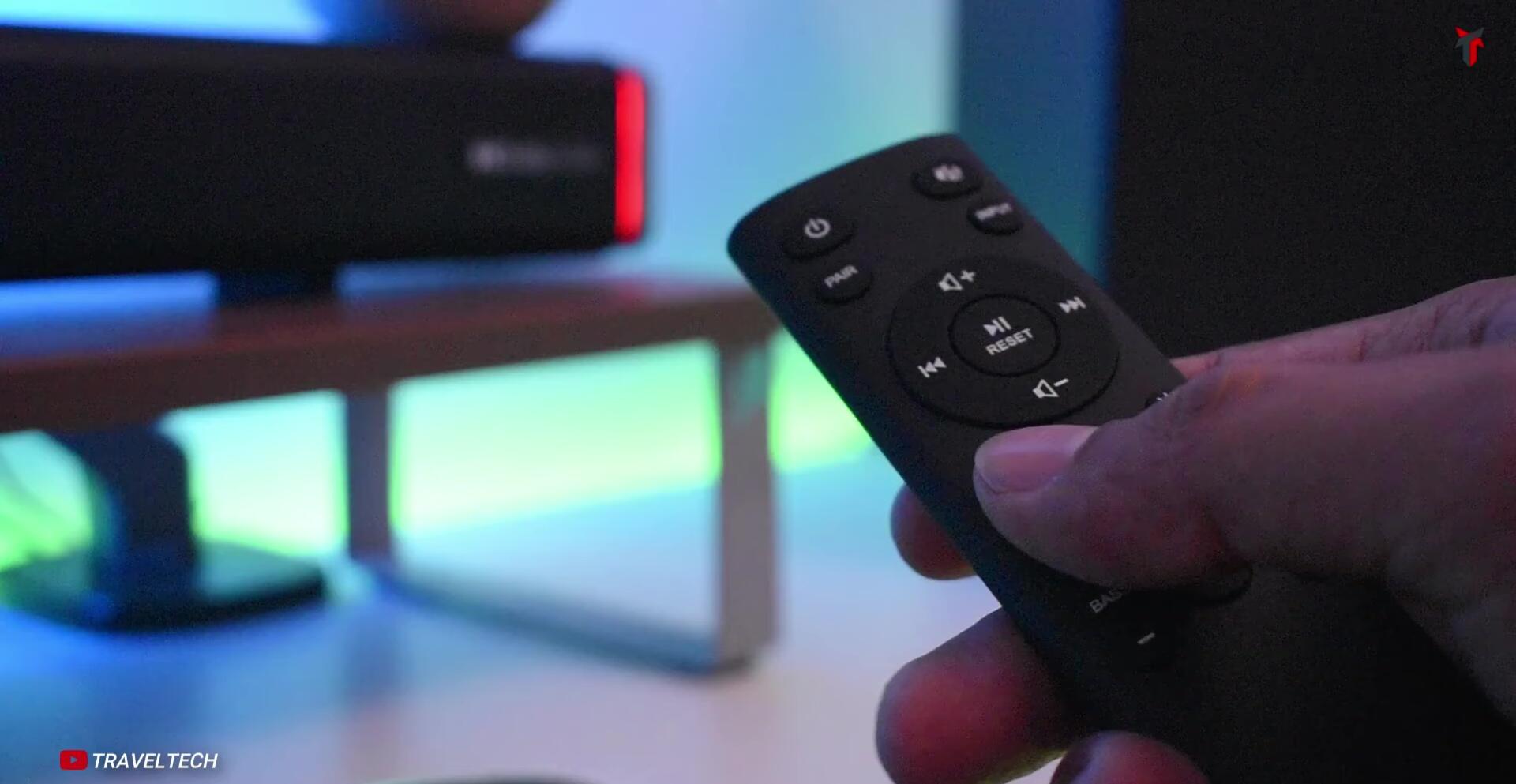 Soundbar with RGB lighting activated
