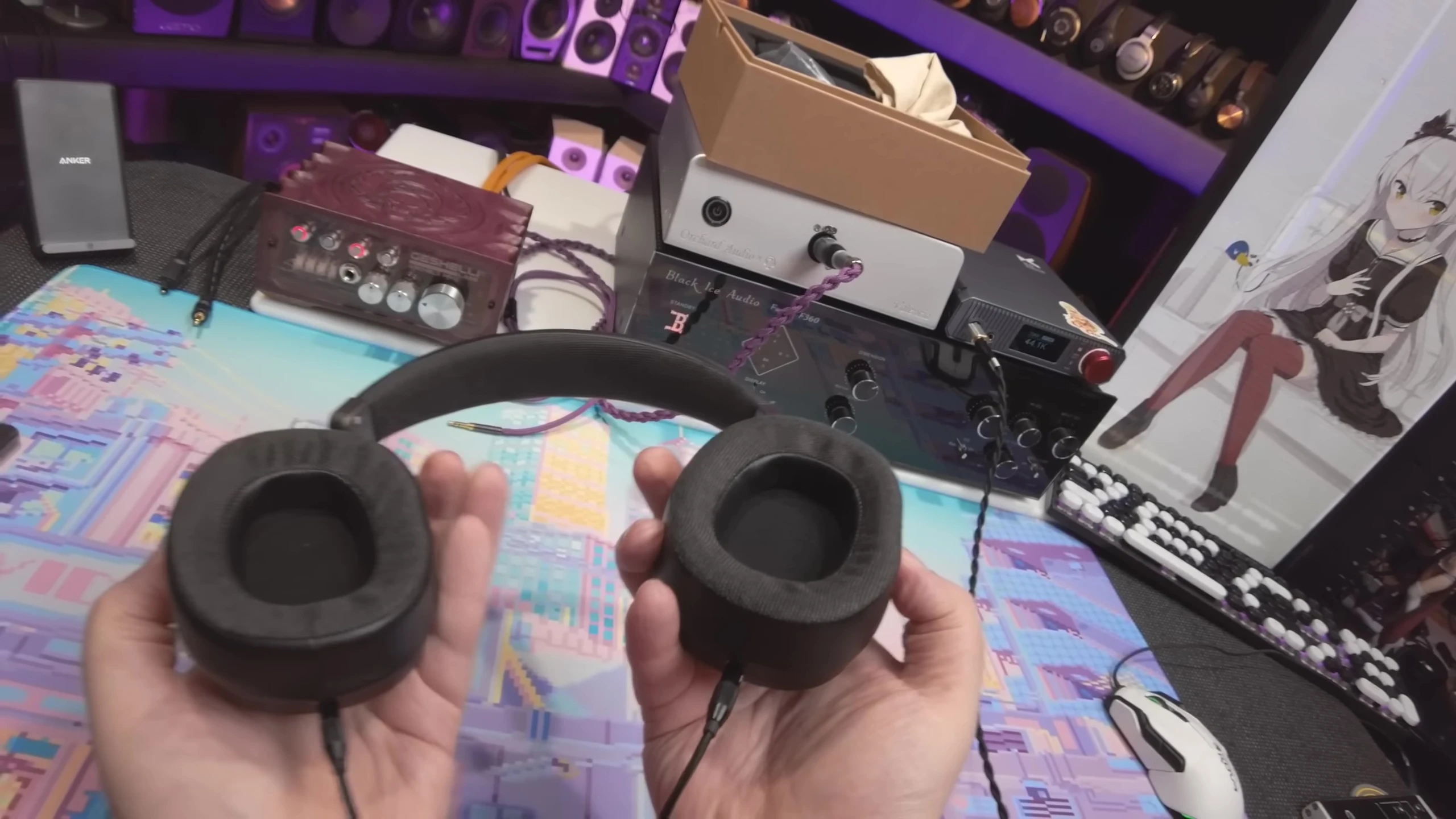 Headphones demonstrating 180-degree rotation