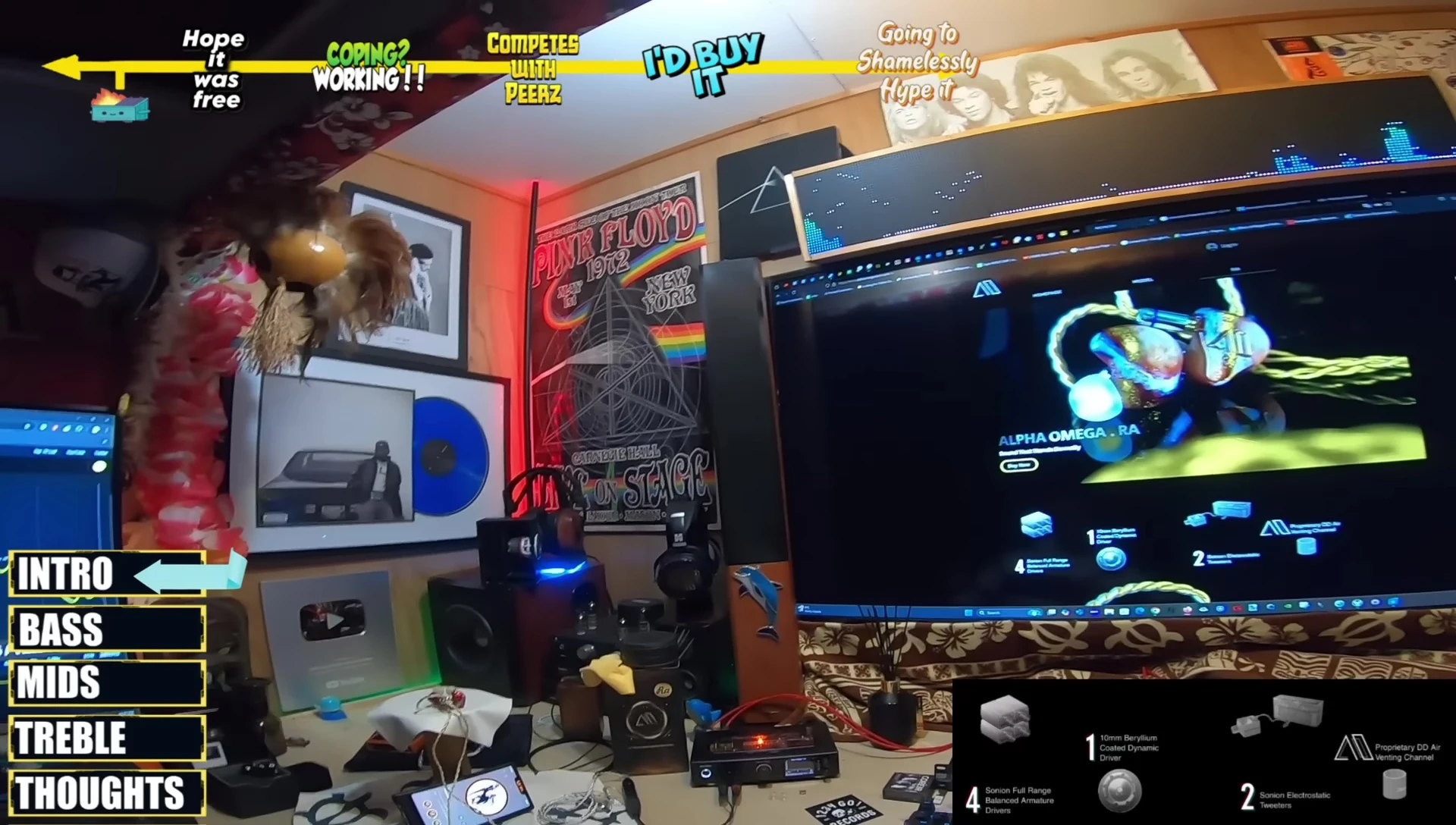 Screenshot showing the music player displaying a track with heavy bass