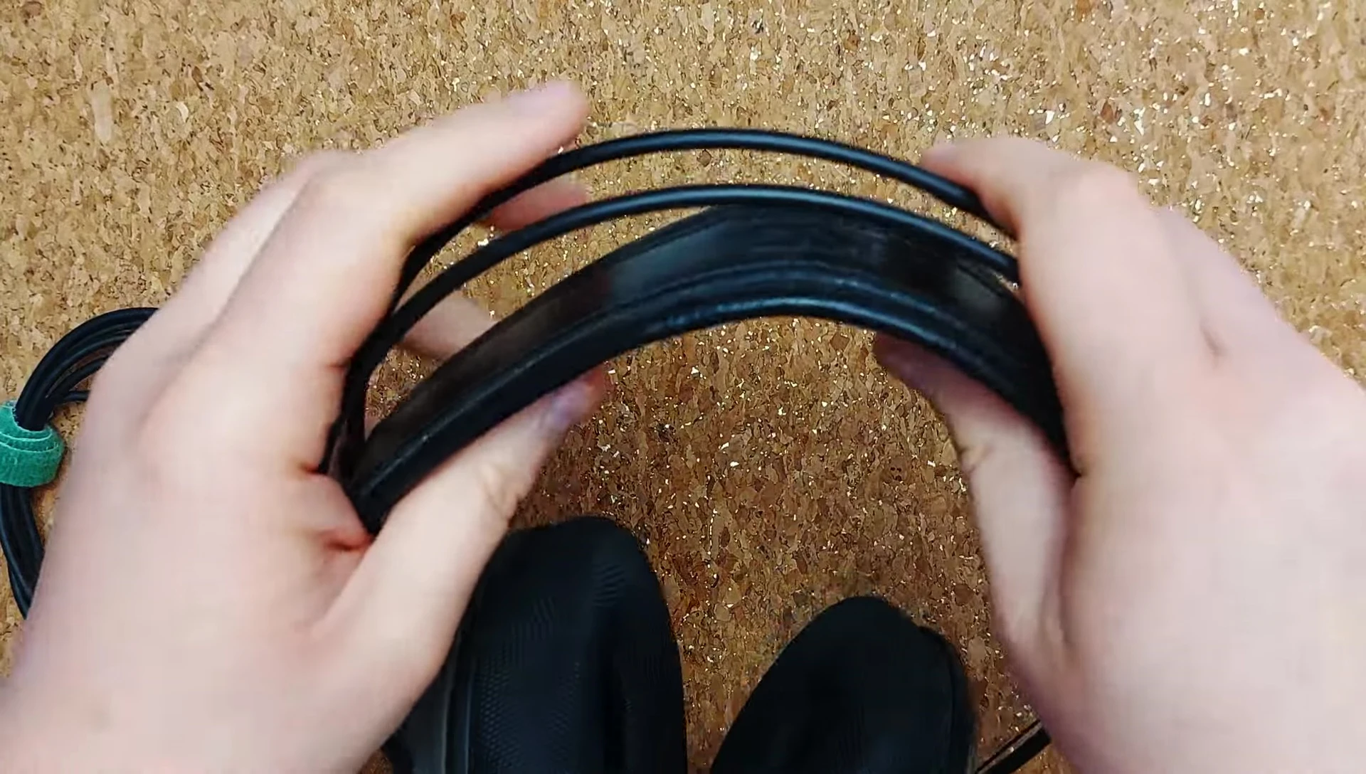 Close-up on the headband material.