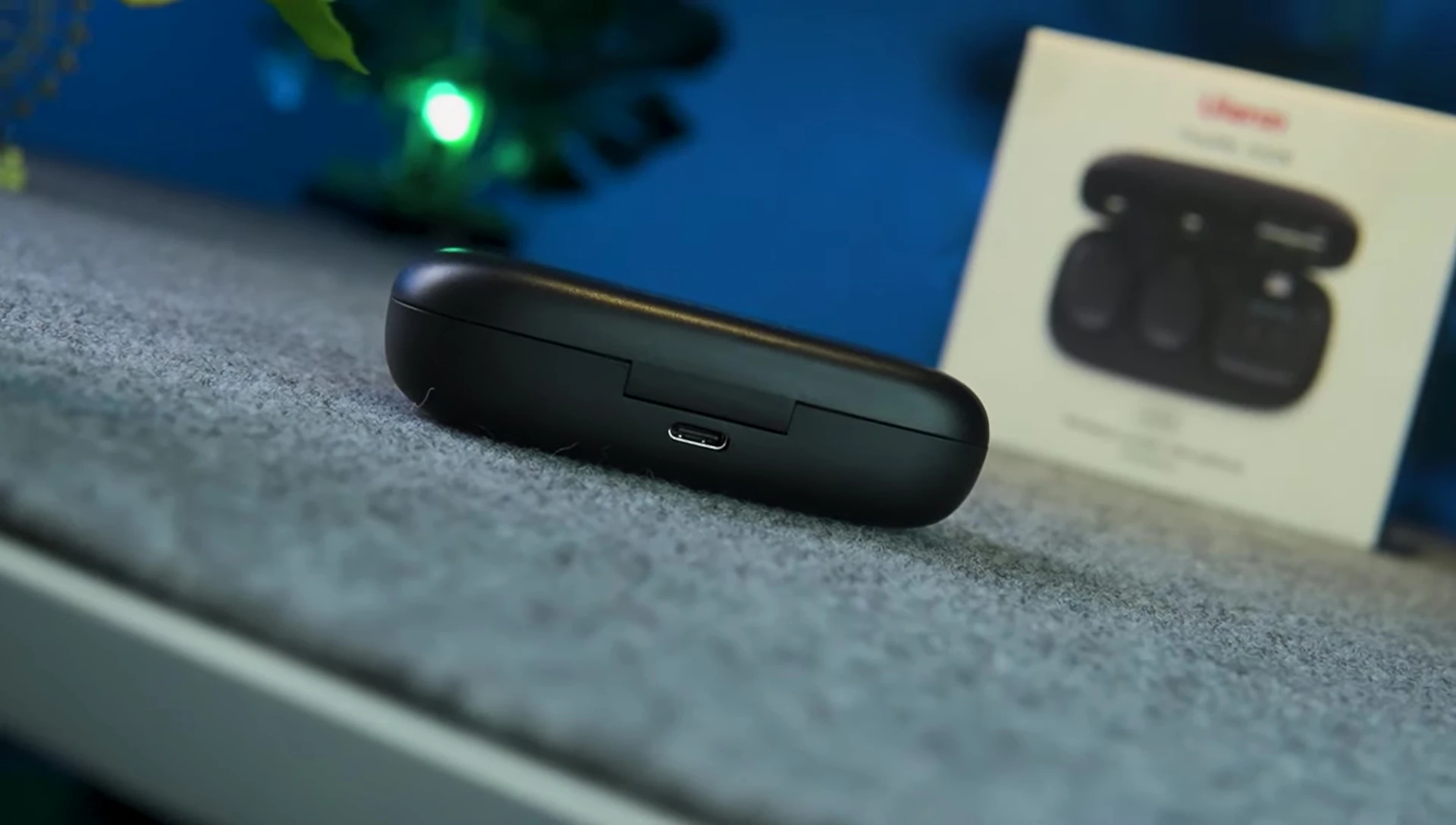 The charging case showing the Type-C port.