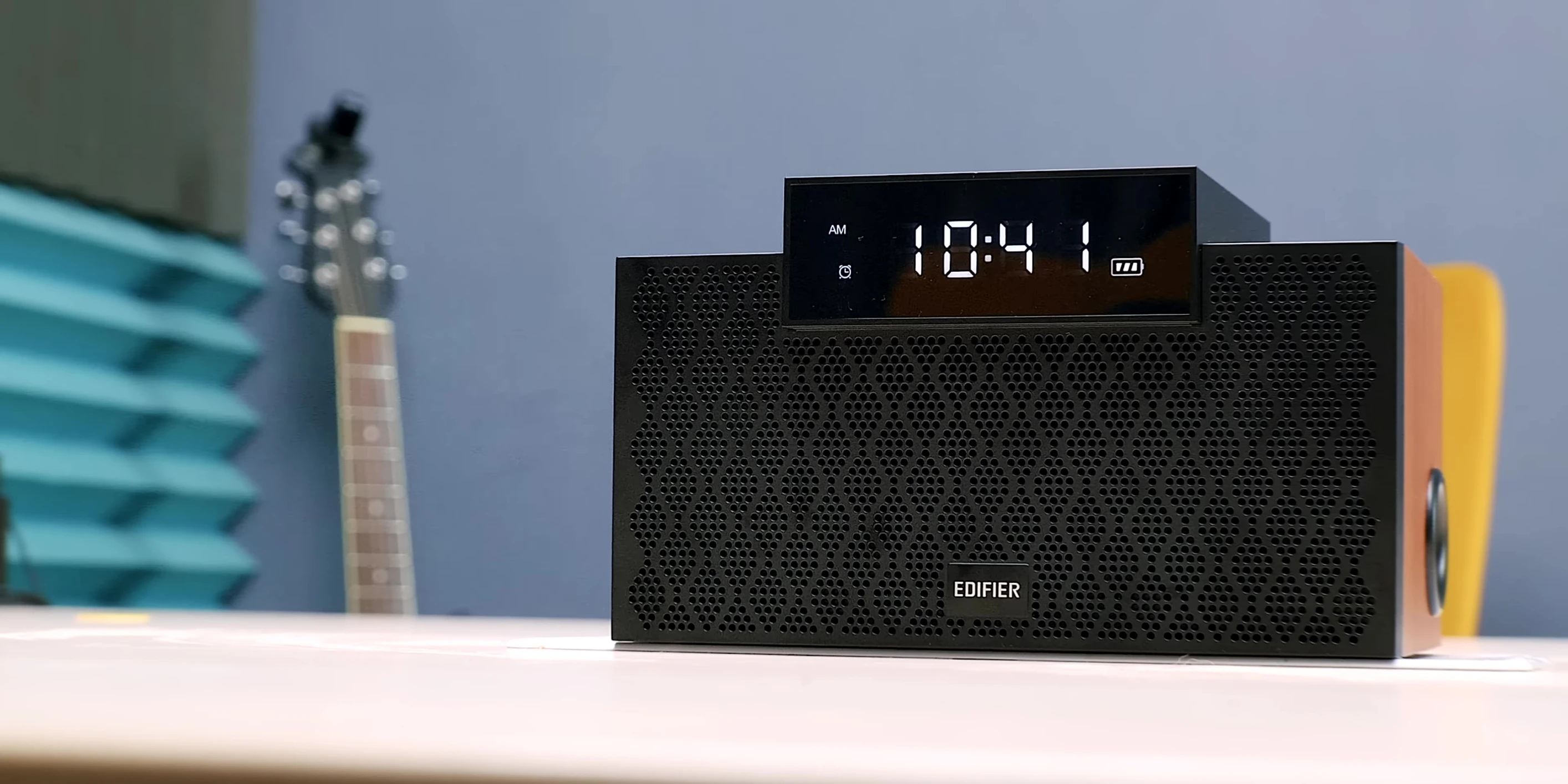 Close up on the back of the speaker showing ports