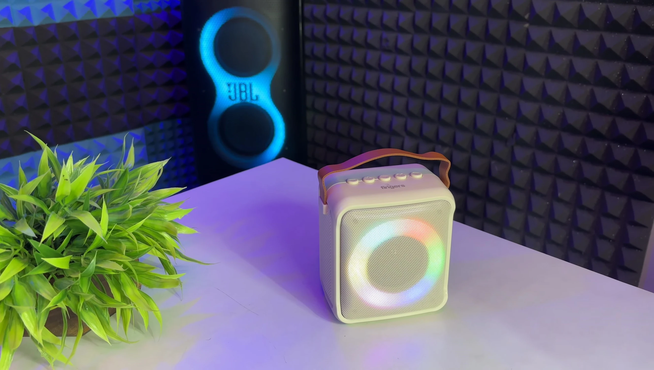 Connecting the phone to the speaker for sound test.